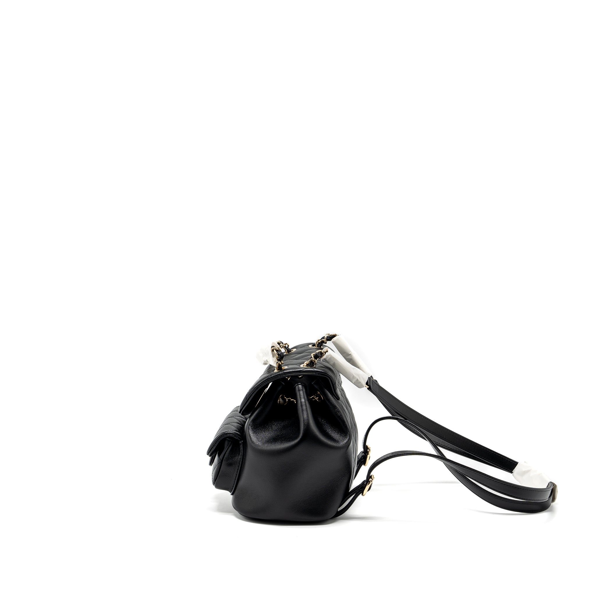 CHANEL 24P MINI DUMA BACKPACK CALFSKIN BLACK LGHW (MICROCHIP)