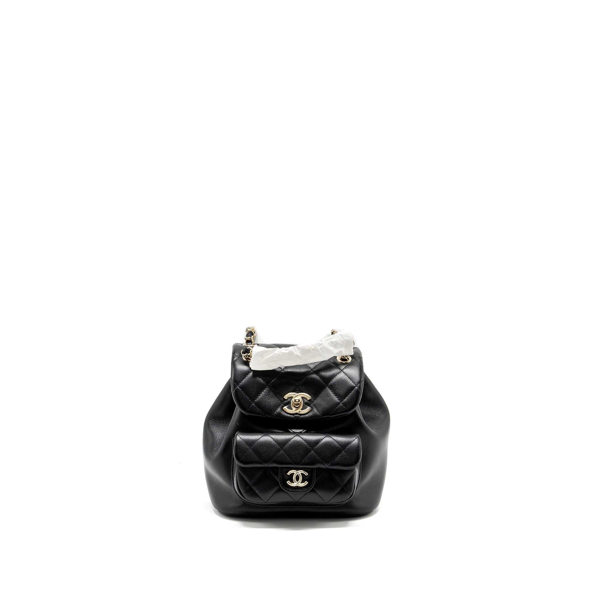 CHANEL 24P MINI DUMA BACKPACK CALFSKIN BLACK LGHW (MICROCHIP)