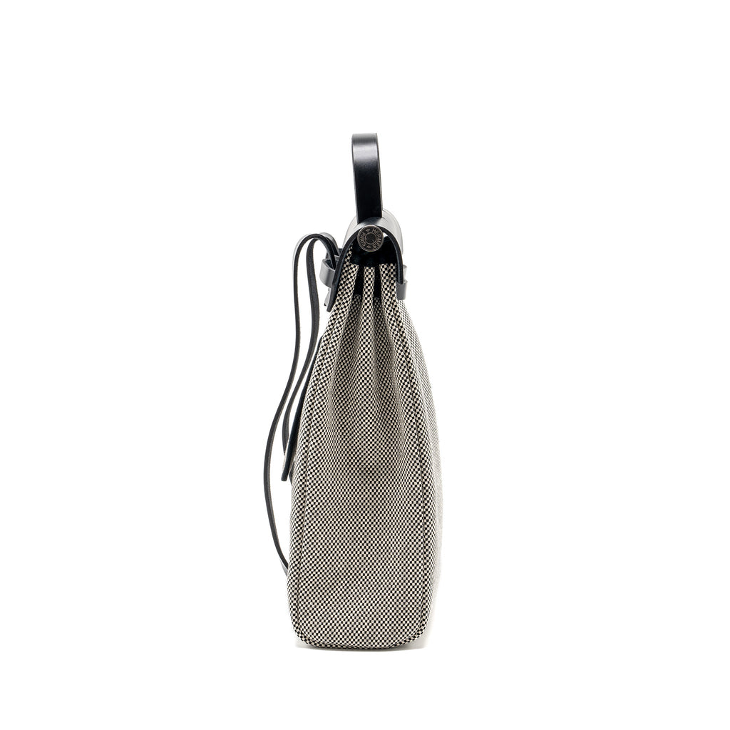 HERMES HERBAG A DOS ZIP RETOURNE BACKPACK CANVAS/ HUNTER ECRU/BLACK SHW