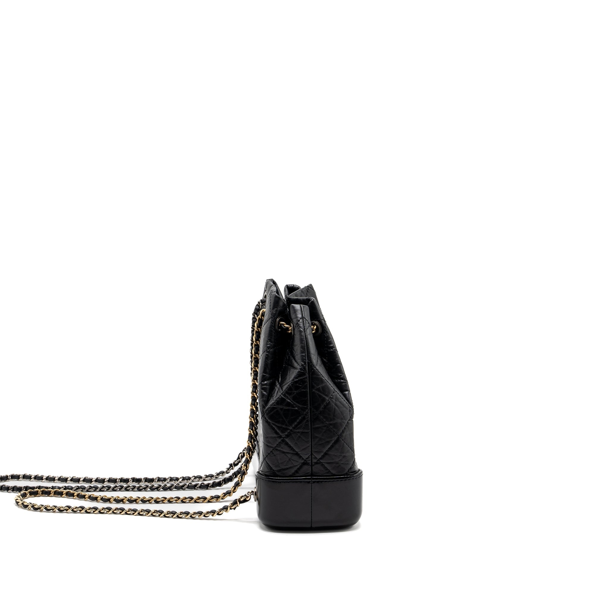 CHANEL SMALL GABRIELLE BACKPACK AGED CALFSKIN BLACK MULTICOLOUR HARDWARE(MICROCHIP)
