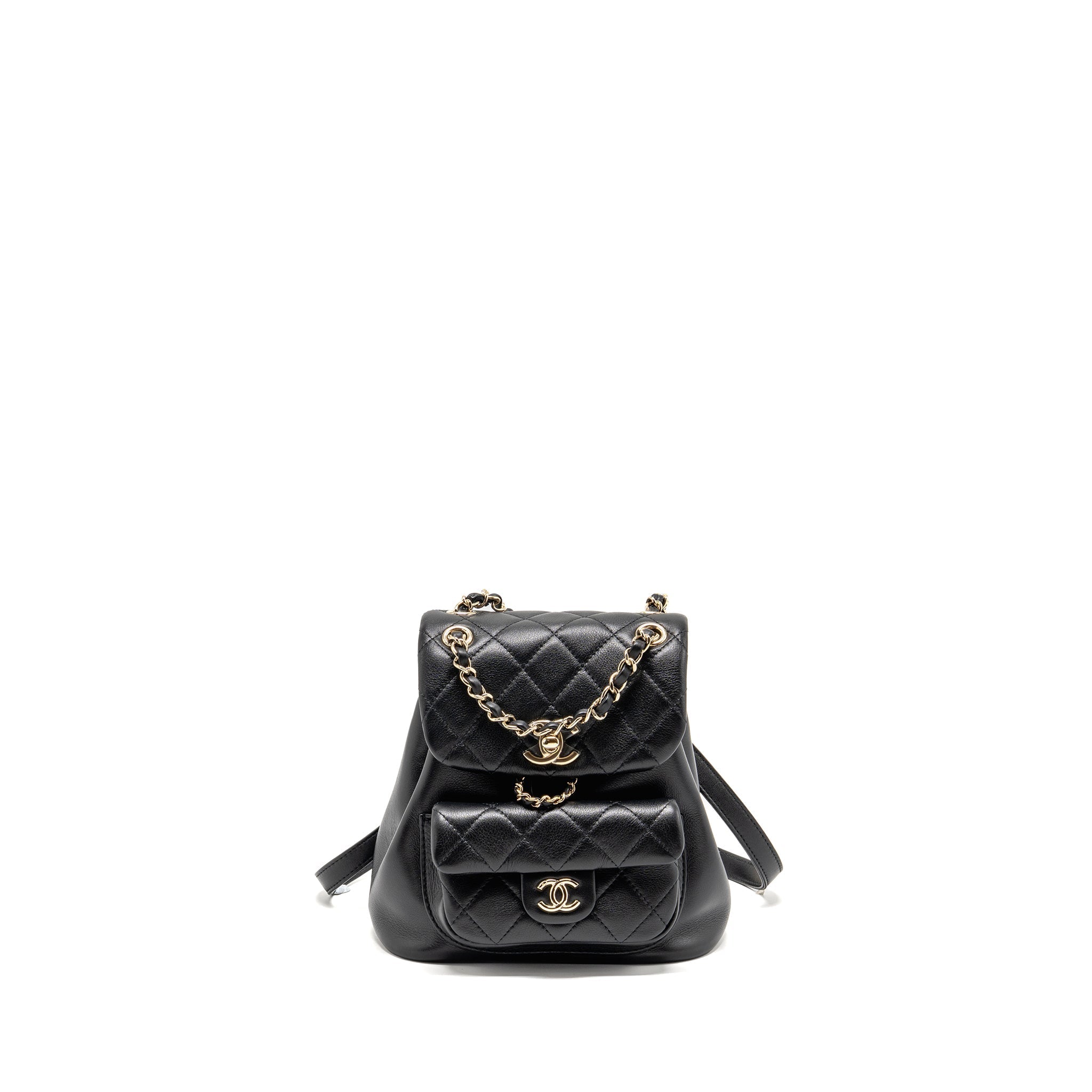 CHANEL MINI DUMA BACKPACK CALFSKIN BLACK LGHW (MICROCHIP)