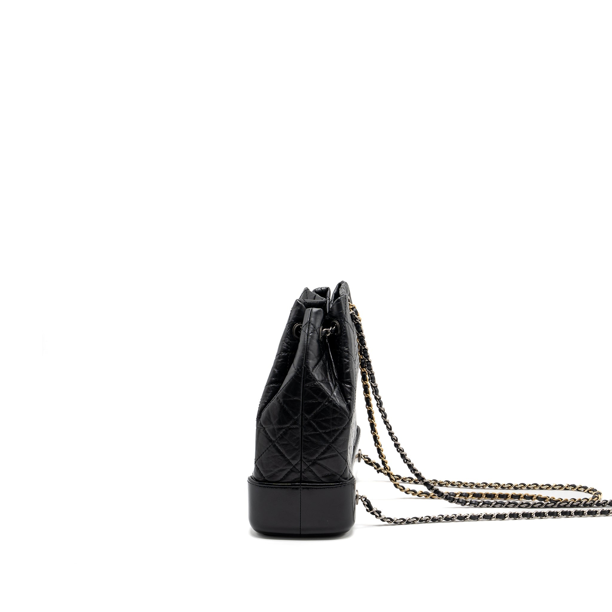 CHANEL SMALL GABRIELLE BACKPACK AGED CALFSKIN BLACK MULTICOLOUR HARDWARE(MICROCHIP)