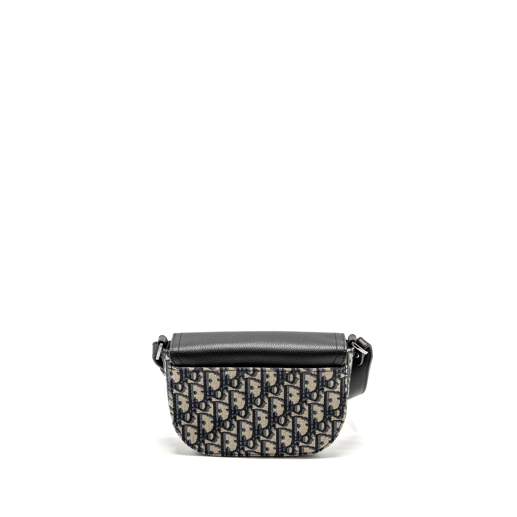 DIOR HOMME MINI SADDLE MESSENGER BAG WITH FLAP OBLIQUE JACQUARD/GRAINED CALFSKIN MULTICOLOUR HARDWARE
