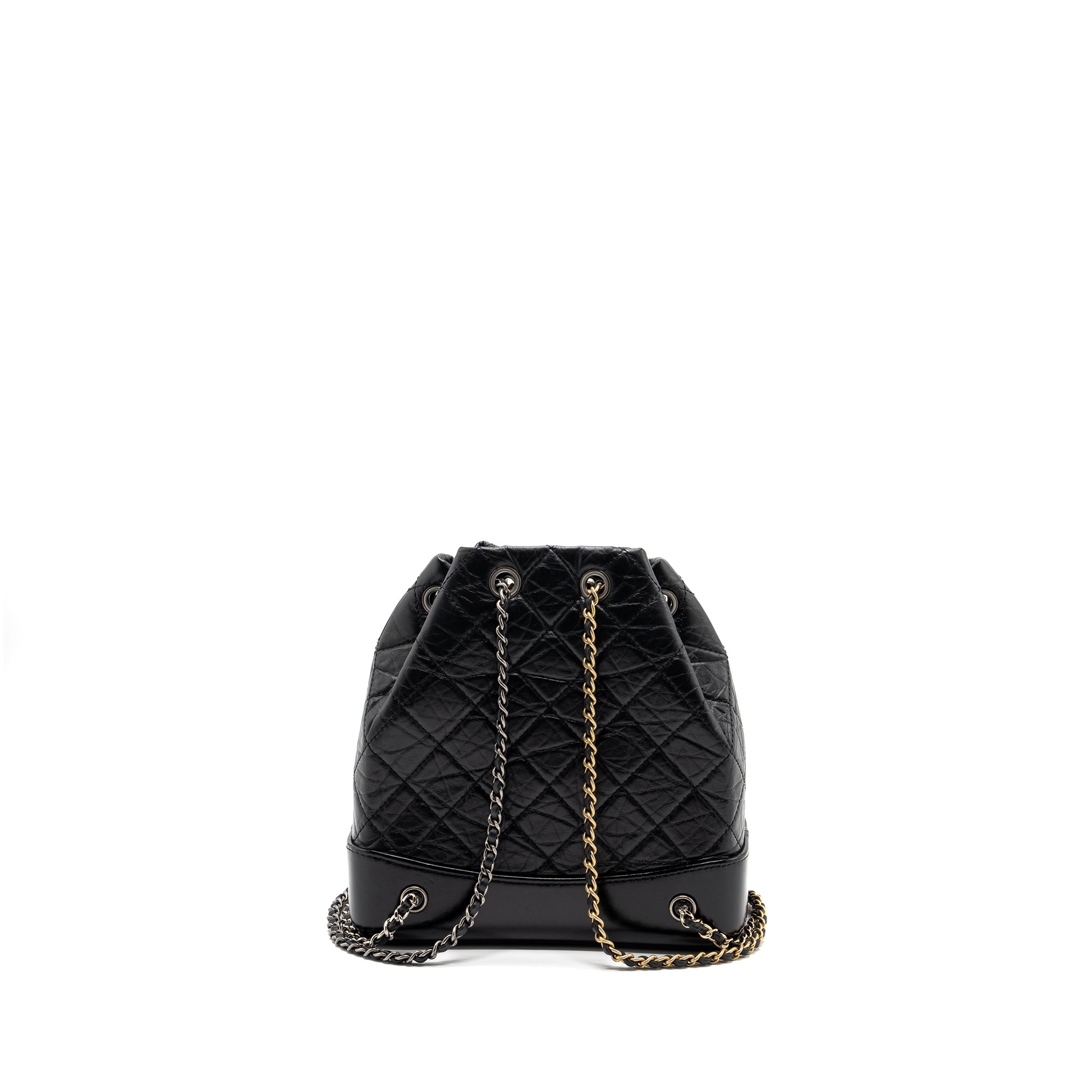CHANEL SMALL GABRIELLE BACKPACK AGED CALFSKIN BLACK MULTICOLOUR HARDWARE(MICROCHIP)