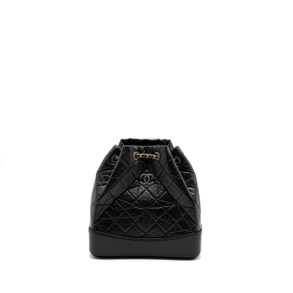 CHANEL SMALL GABRIELLE BACKPACK AGED CALFSKIN BLACK MULTICOLOUR HARDWARE(MICROCHIP)