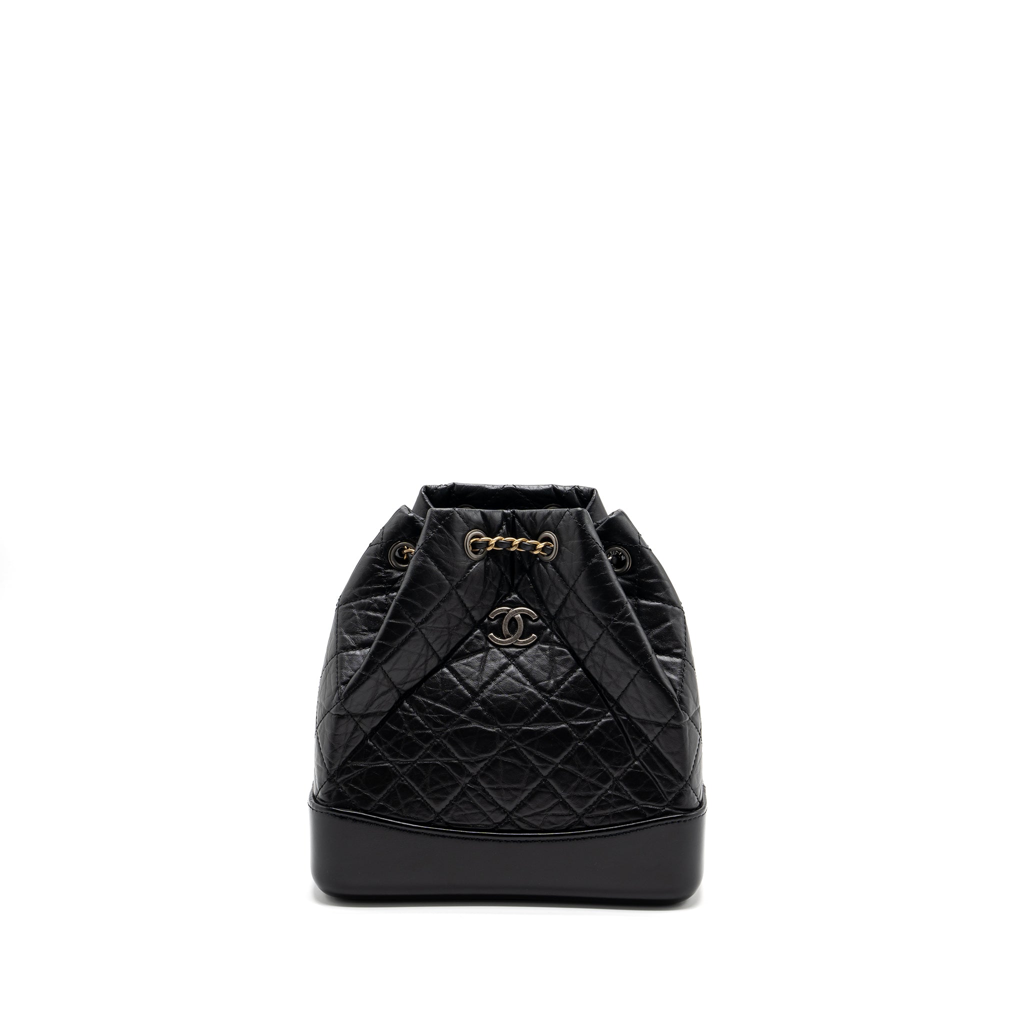 CHANEL SMALL GABRIELLE BACKPACK AGED CALFSKIN BLACK MULTICOLOUR HARDWARE(MICROCHIP)