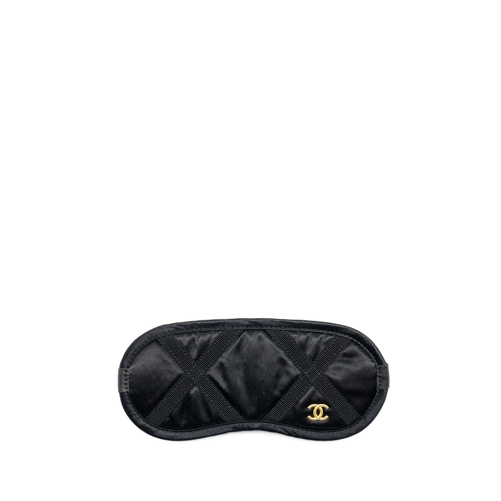 CHANEL 22P TRAVEL POUCH WITH SLEEP MASK NYLON BLACK GHW