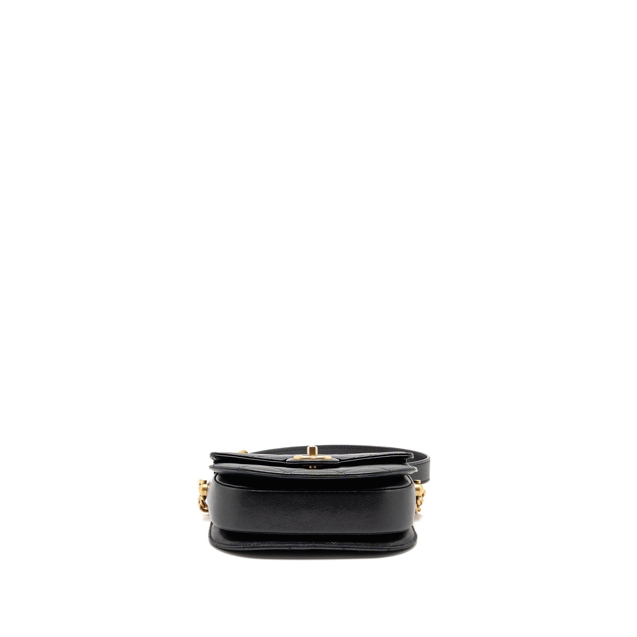CHANEL 22B ROUND MESSENGER BAG CAVIAR BLACK GHW (MICROCHIP)