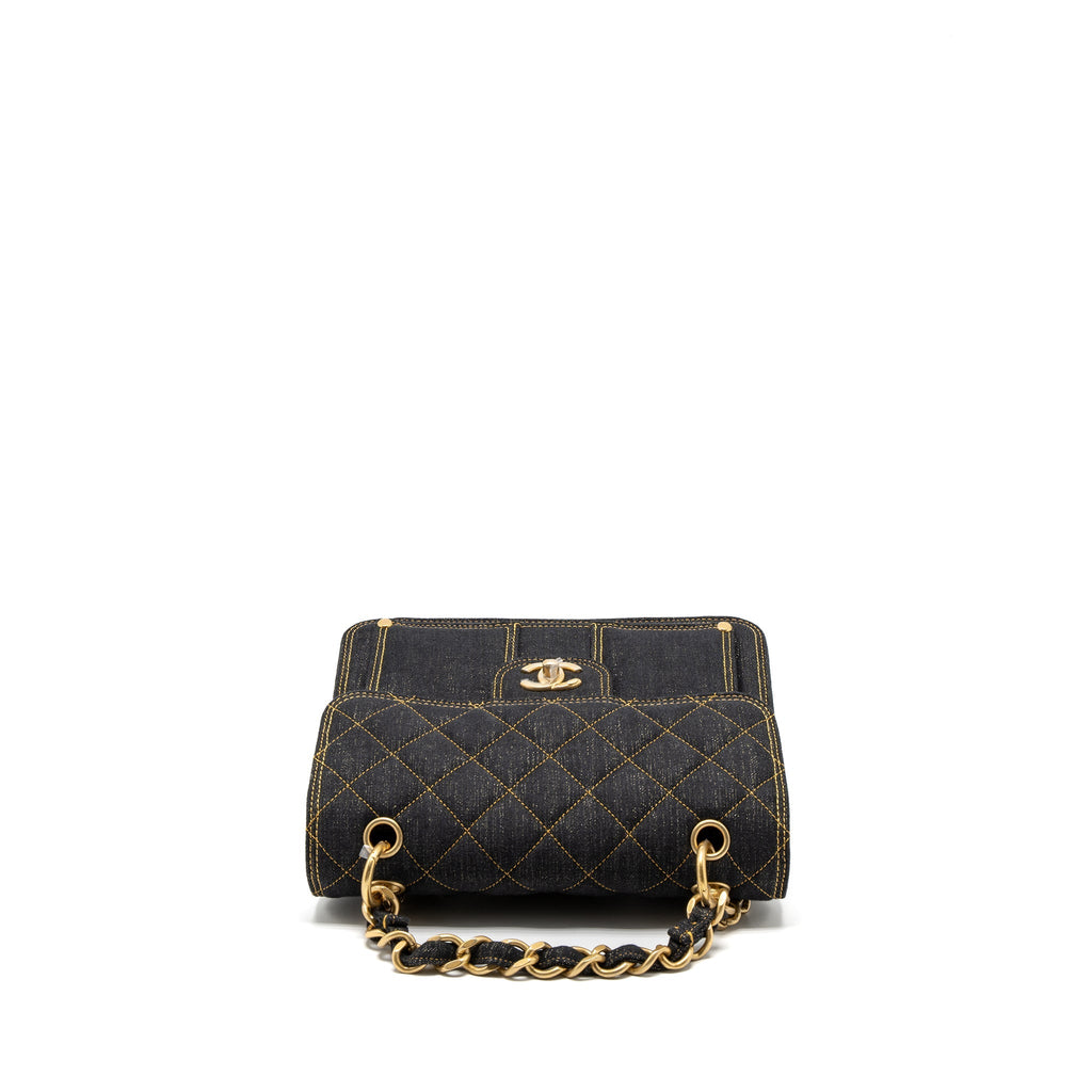 CHANEL 23S FLAP BACKPACK DENIM DARK BLUE BRUSHED GHW (MICROCHIP)