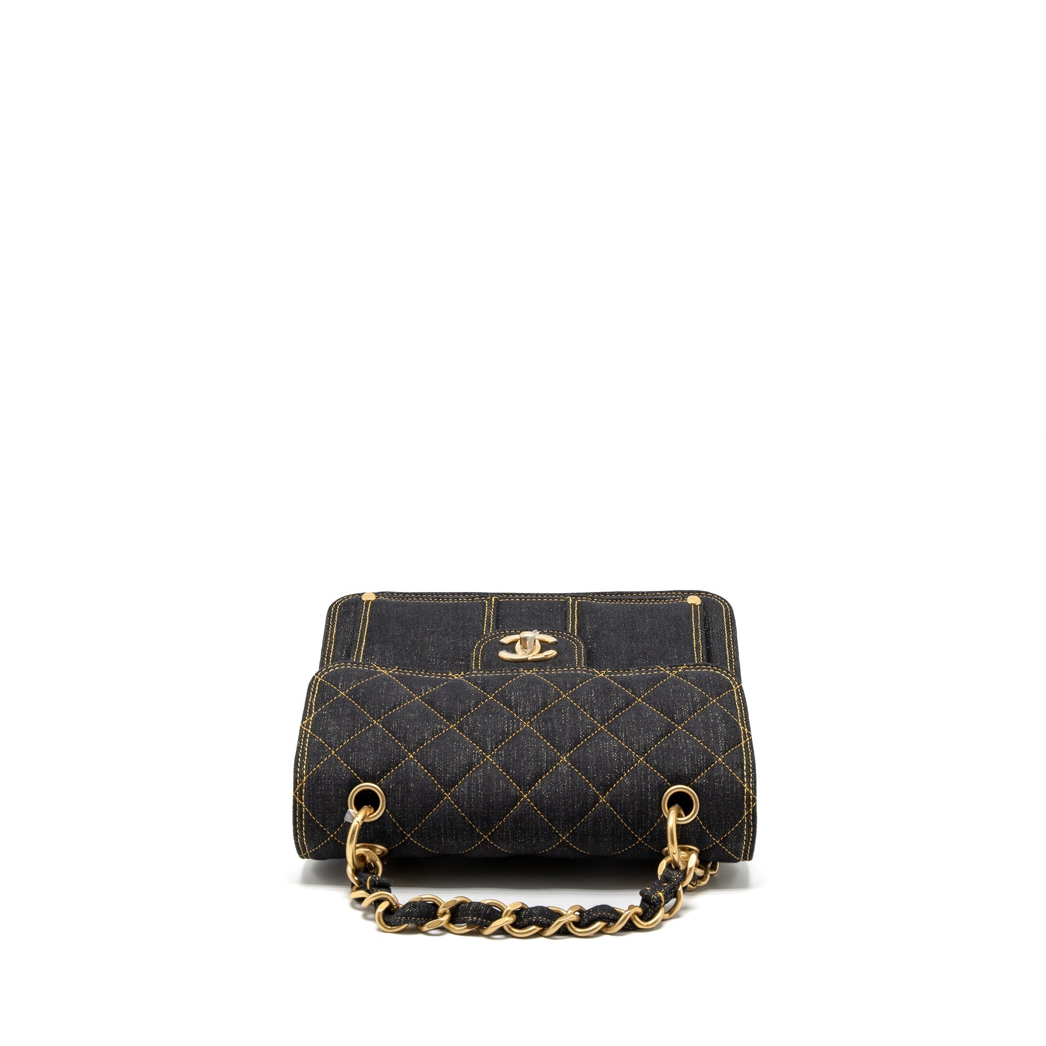 CHANEL 23S FLAP BACKPACK DENIM DARK BLUE BRUSHED GHW (MICROCHIP)
