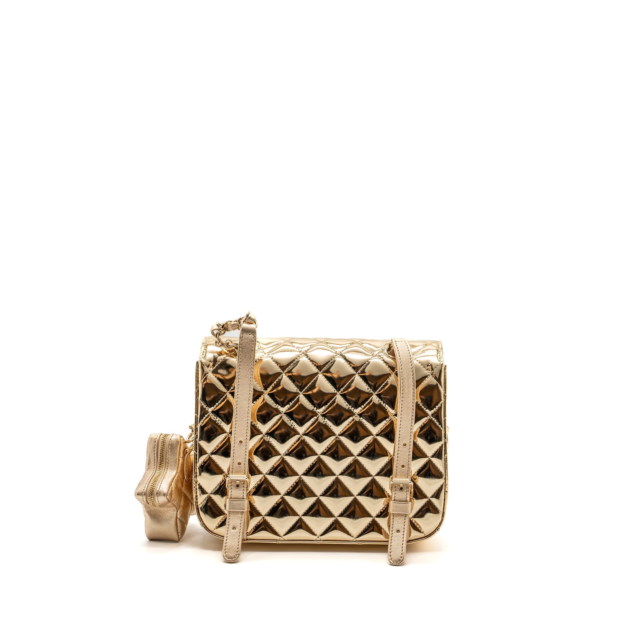 CHANEL 24C BACKPACK WITH STAR PATENT GOLD LGHW (MICROCHIP)