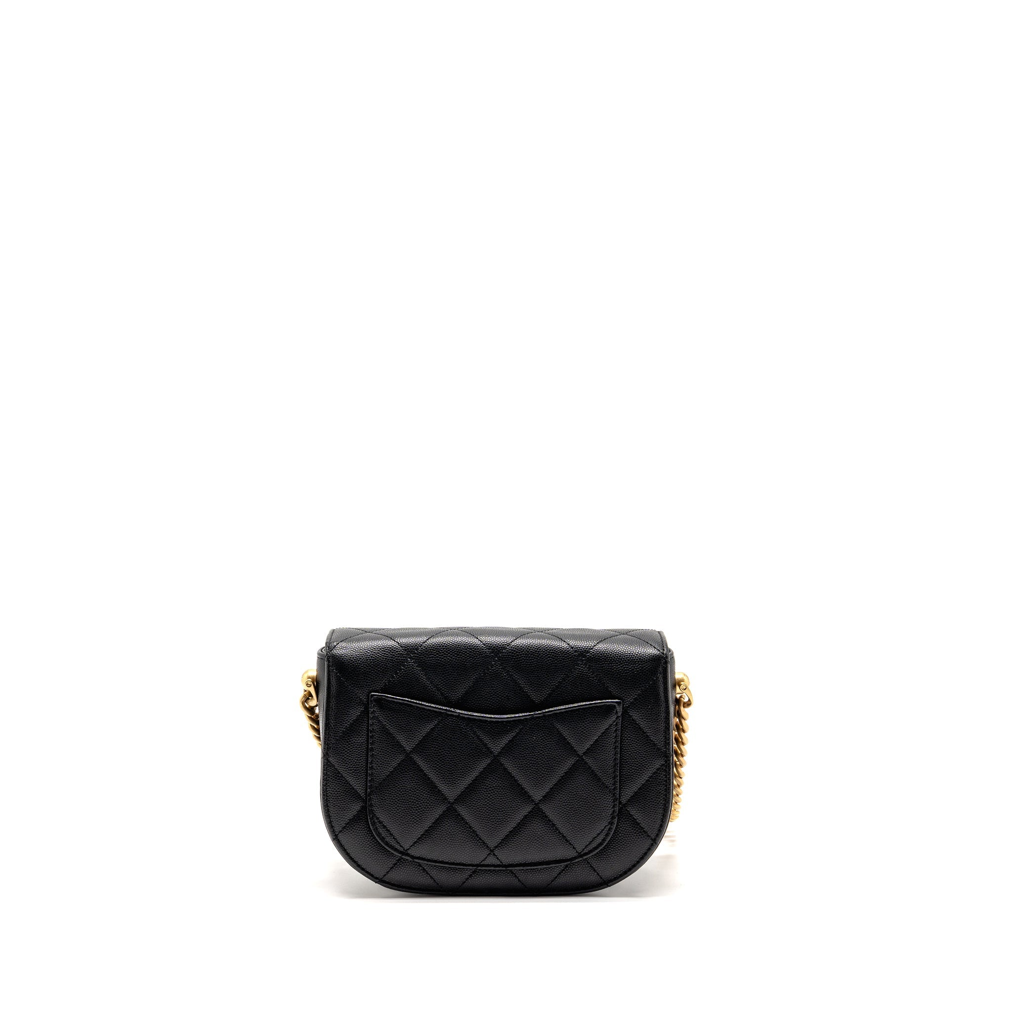 CHANEL 22B ROUND MESSENGER BAG CAVIAR BLACK GHW (MICROCHIP)