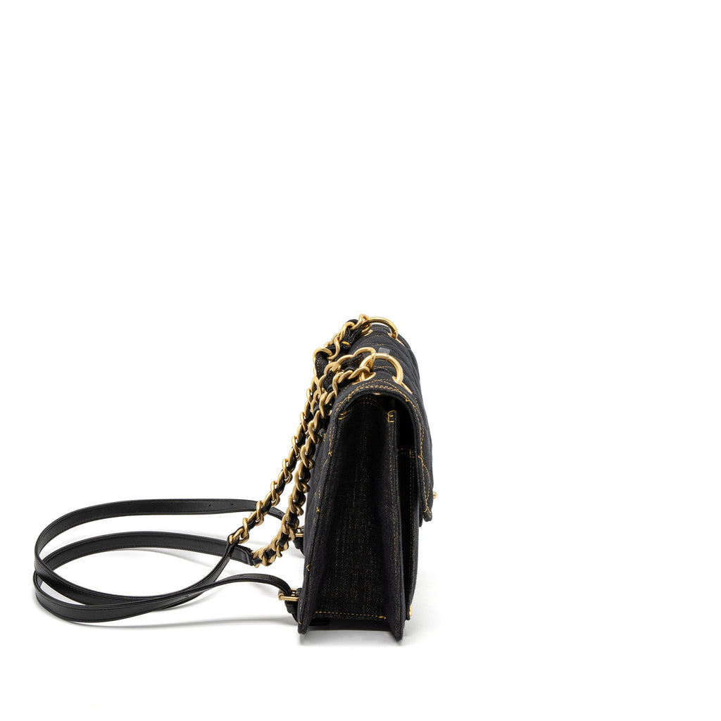 CHANEL 23S FLAP BACKPACK DENIM DARK BLUE BRUSHED GHW (MICROCHIP)