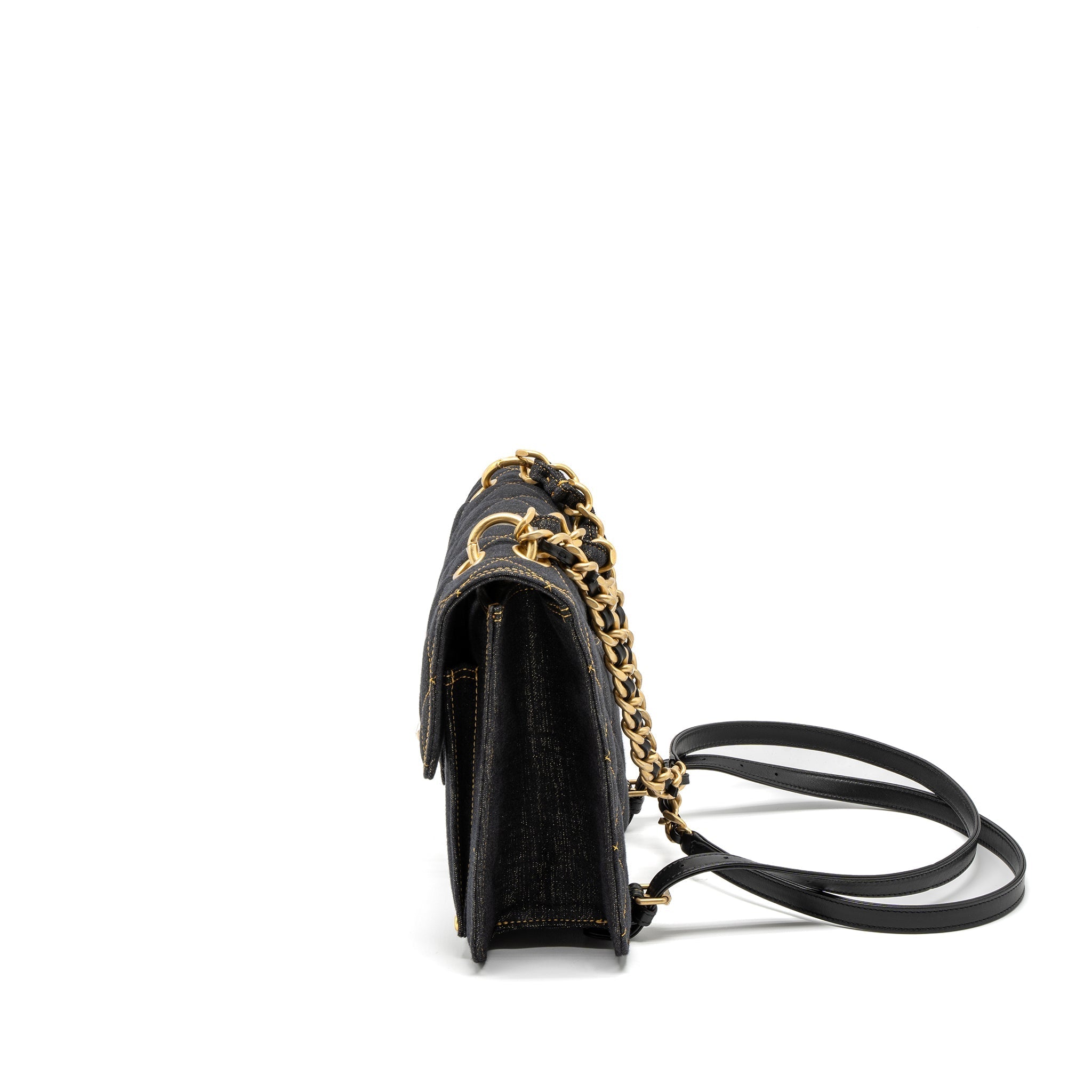 CHANEL 23S FLAP BACKPACK DENIM DARK BLUE BRUSHED GHW (MICROCHIP)