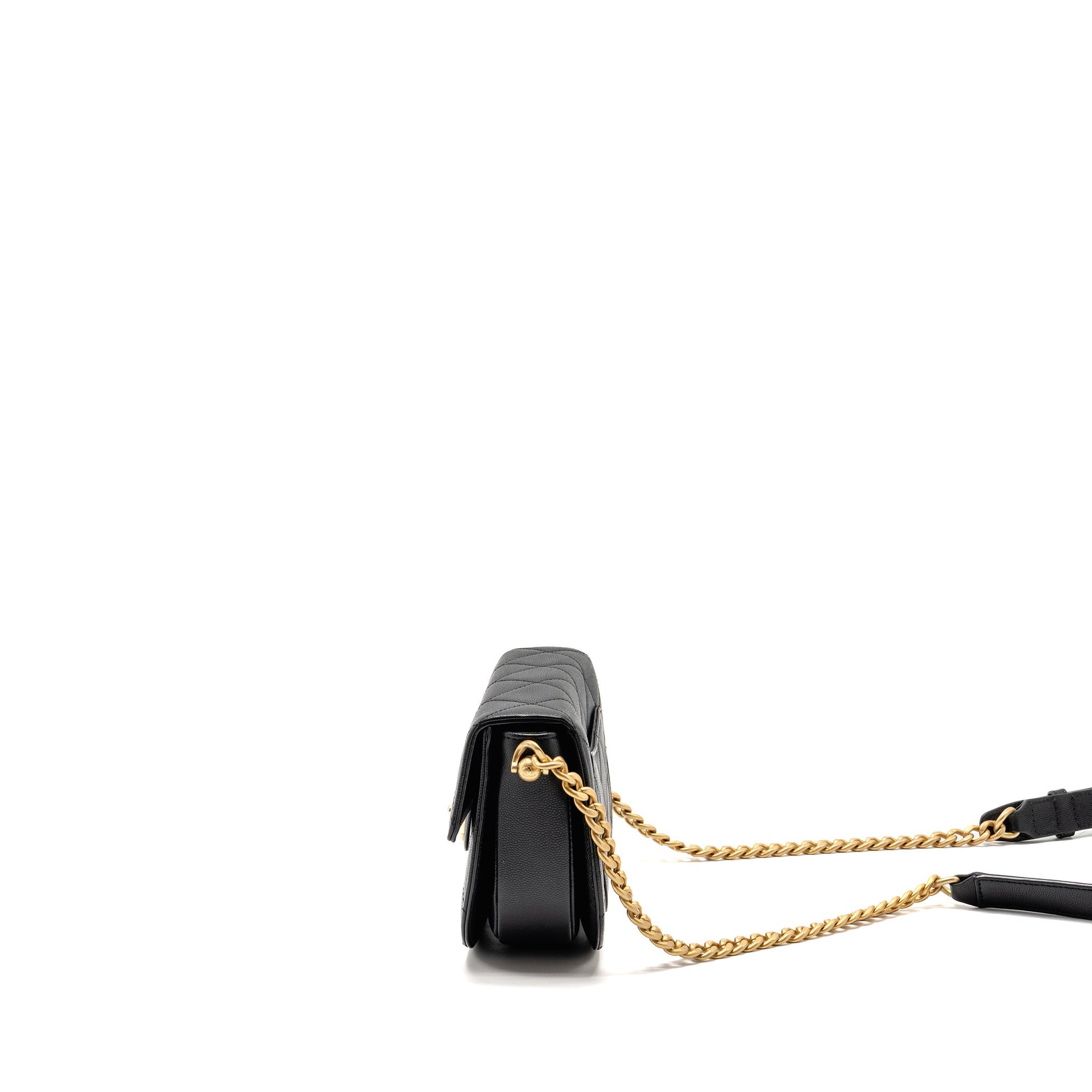 CHANEL 22B ROUND MESSENGER BAG CAVIAR BLACK GHW (MICROCHIP)