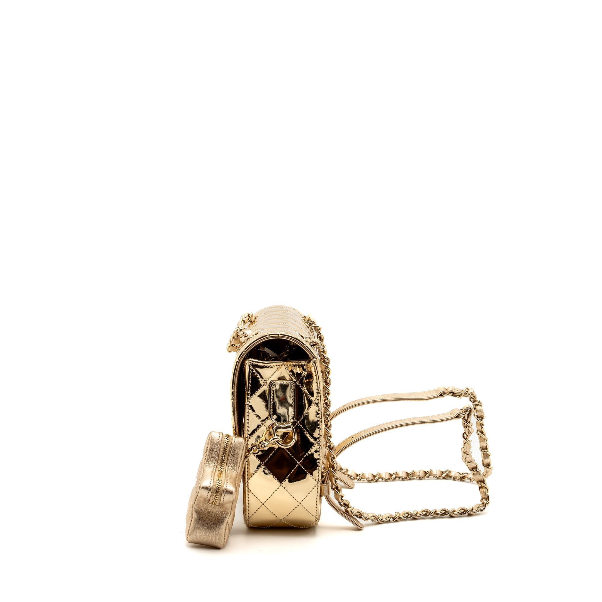 CHANEL 24C BACKPACK WITH STAR PATENT GOLD LGHW (MICROCHIP)