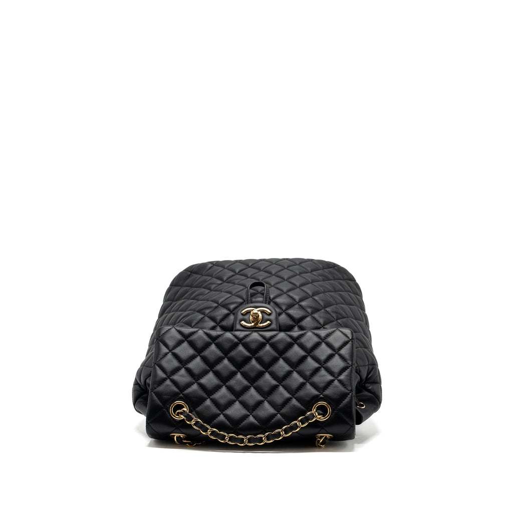 CHANEL QUILTED FLAP BACKPACK LAMBSKIN BLACK GHW