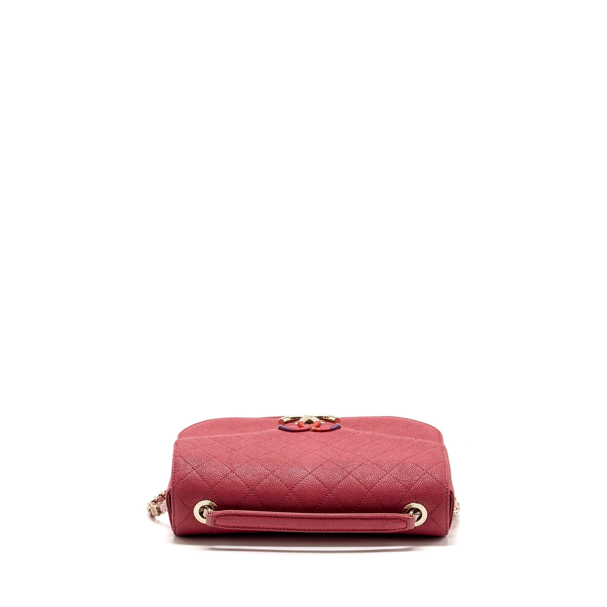 CHANEL GIANT CC LOGO MESSENGER BAG GRAINED CALFSKIN PINK LGHW