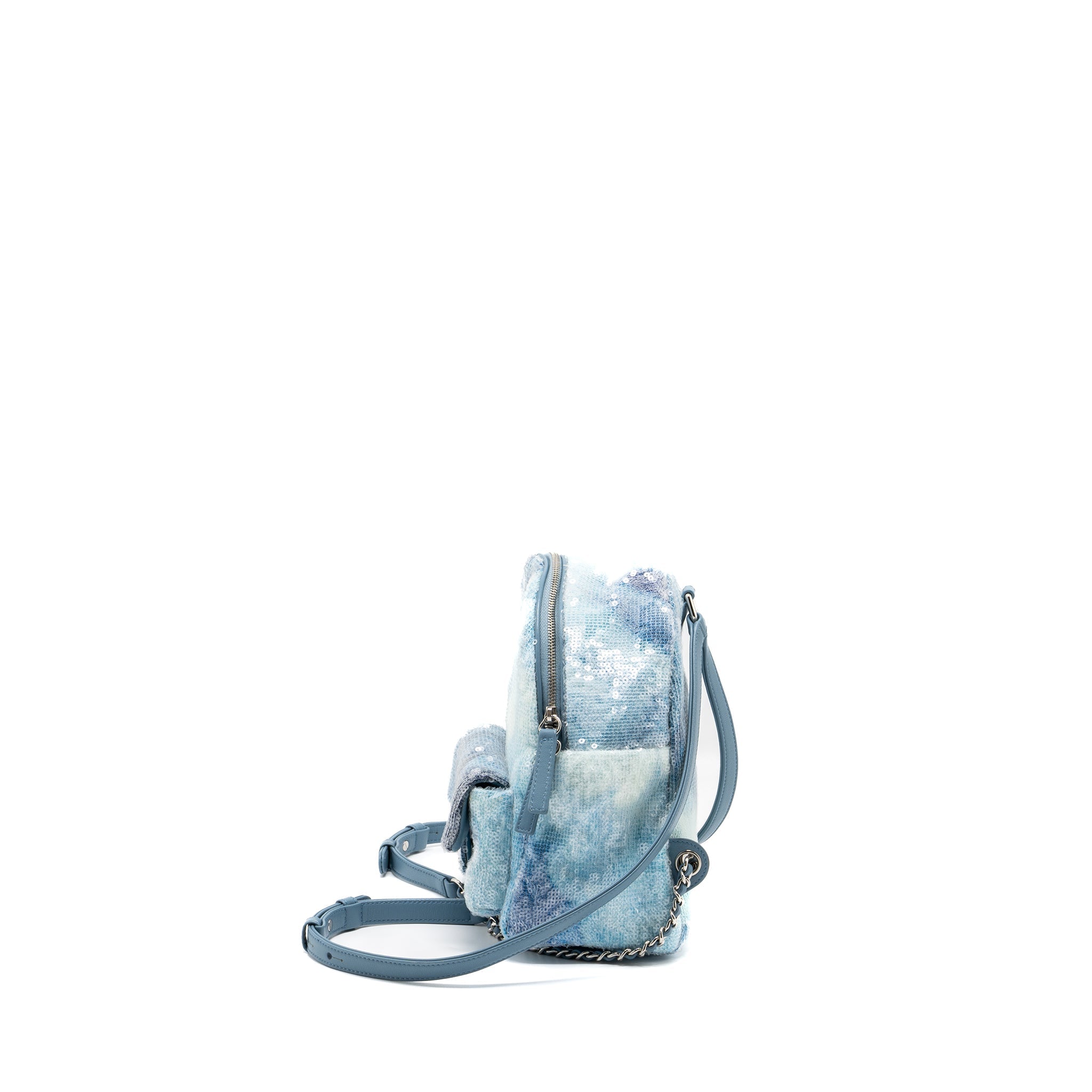 CHANEL MINI BACKPACK SEQUINS MULTICOLOUR BLUE SHW