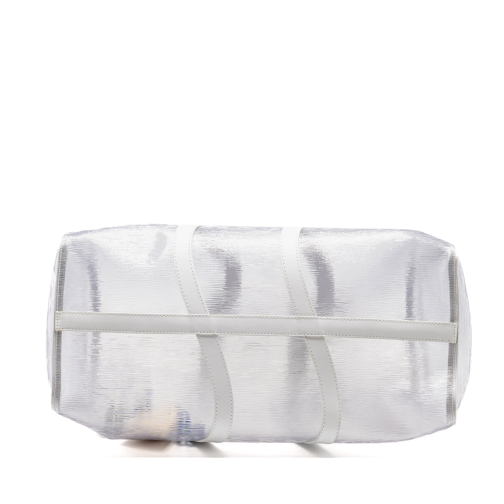 LOUIS VUITTON WAVY KEEPALL 50 EPI PLAGE WHITE