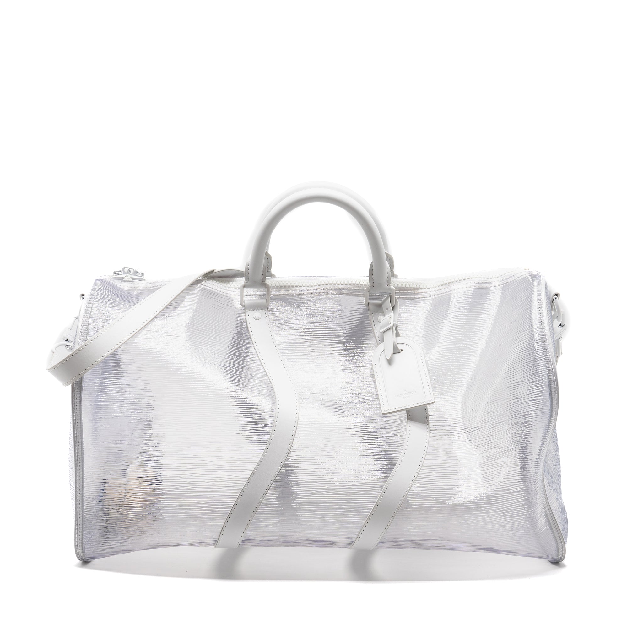 LOUIS VUITTON WAVY KEEPALL 50 EPI PLAGE WHITE