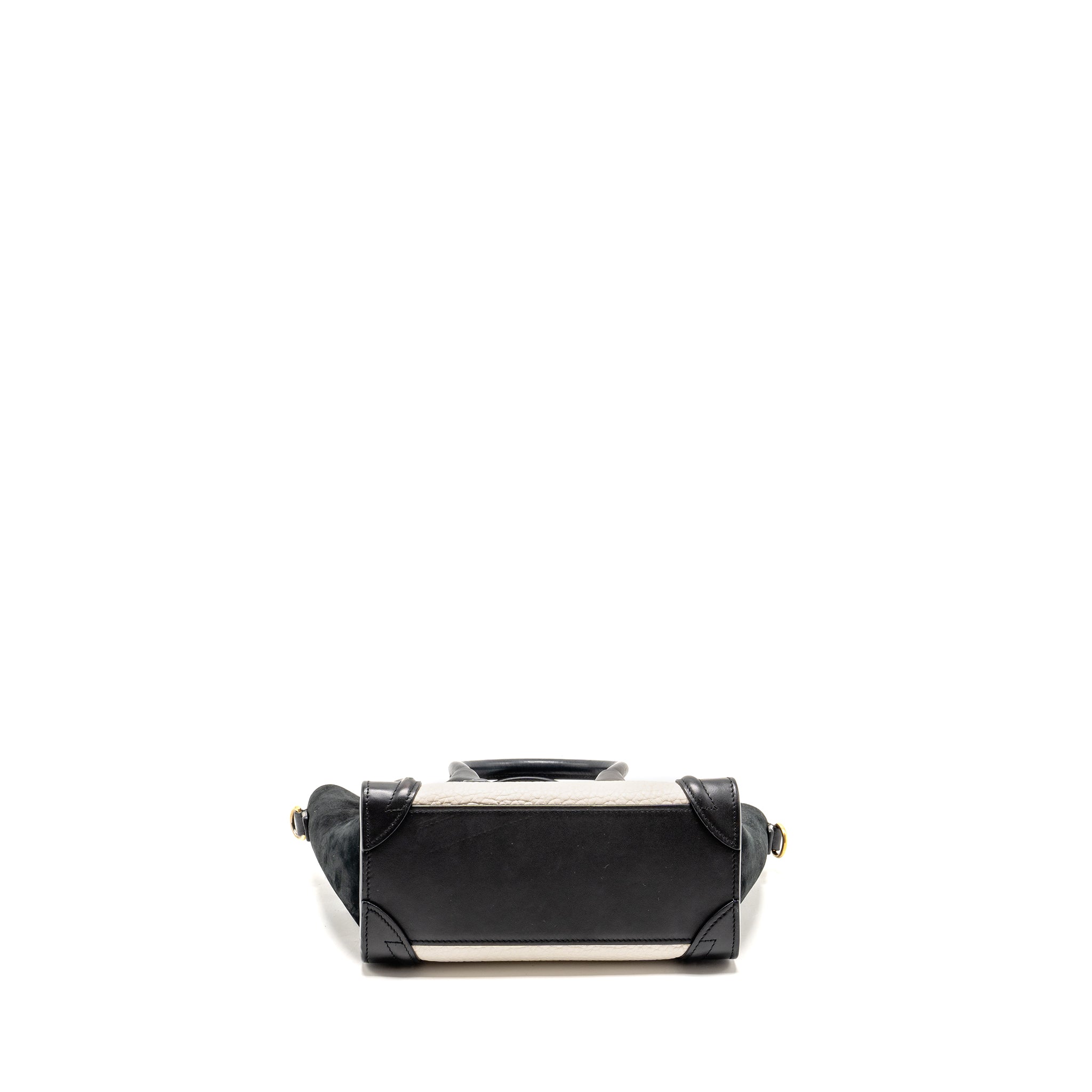 CELINE NANO LUGGAGE BAG CALFSKIN BLACK / WHITE GHW