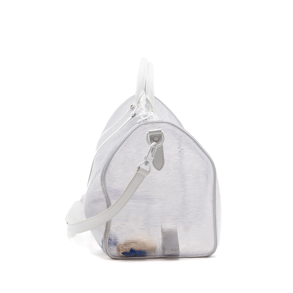 LOUIS VUITTON WAVY KEEPALL 50 EPI PLAGE WHITE