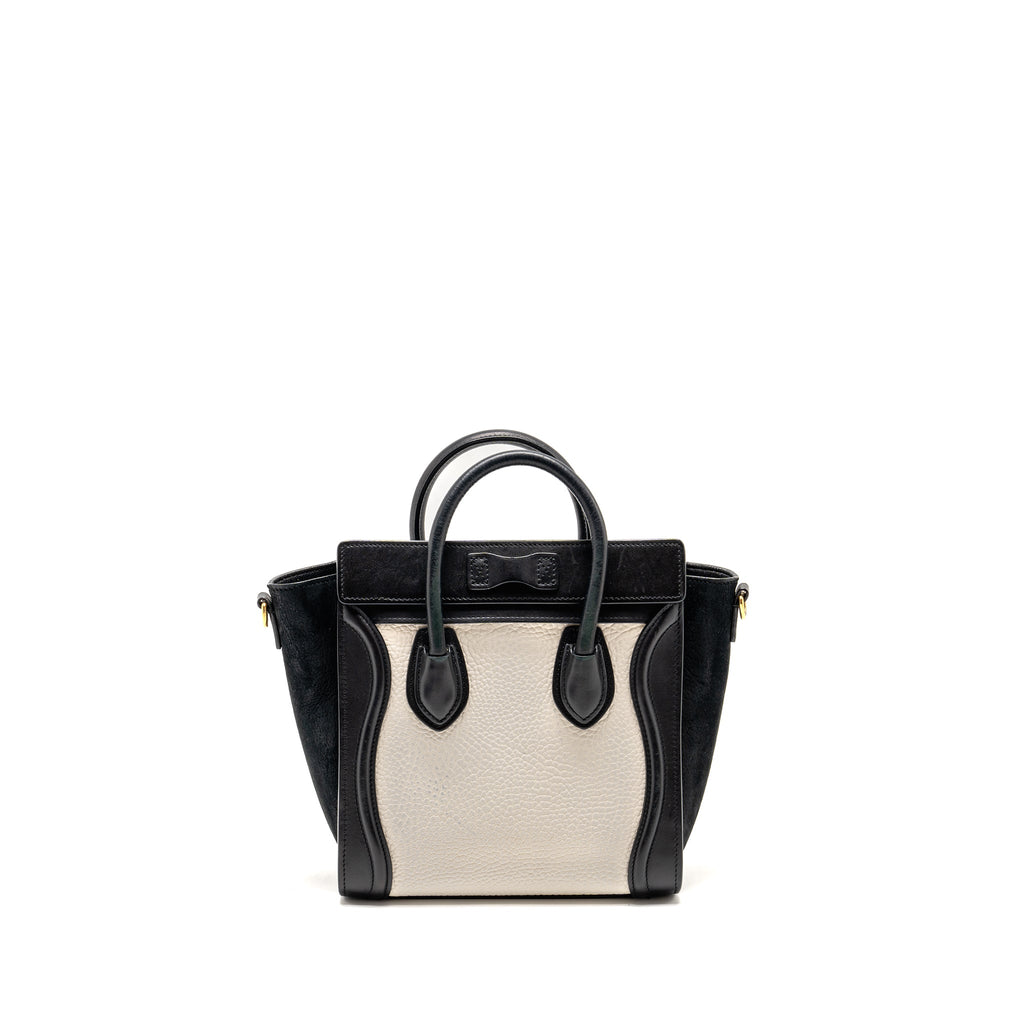 CELINE NANO LUGGAGE BAG CALFSKIN BLACK / WHITE GHW