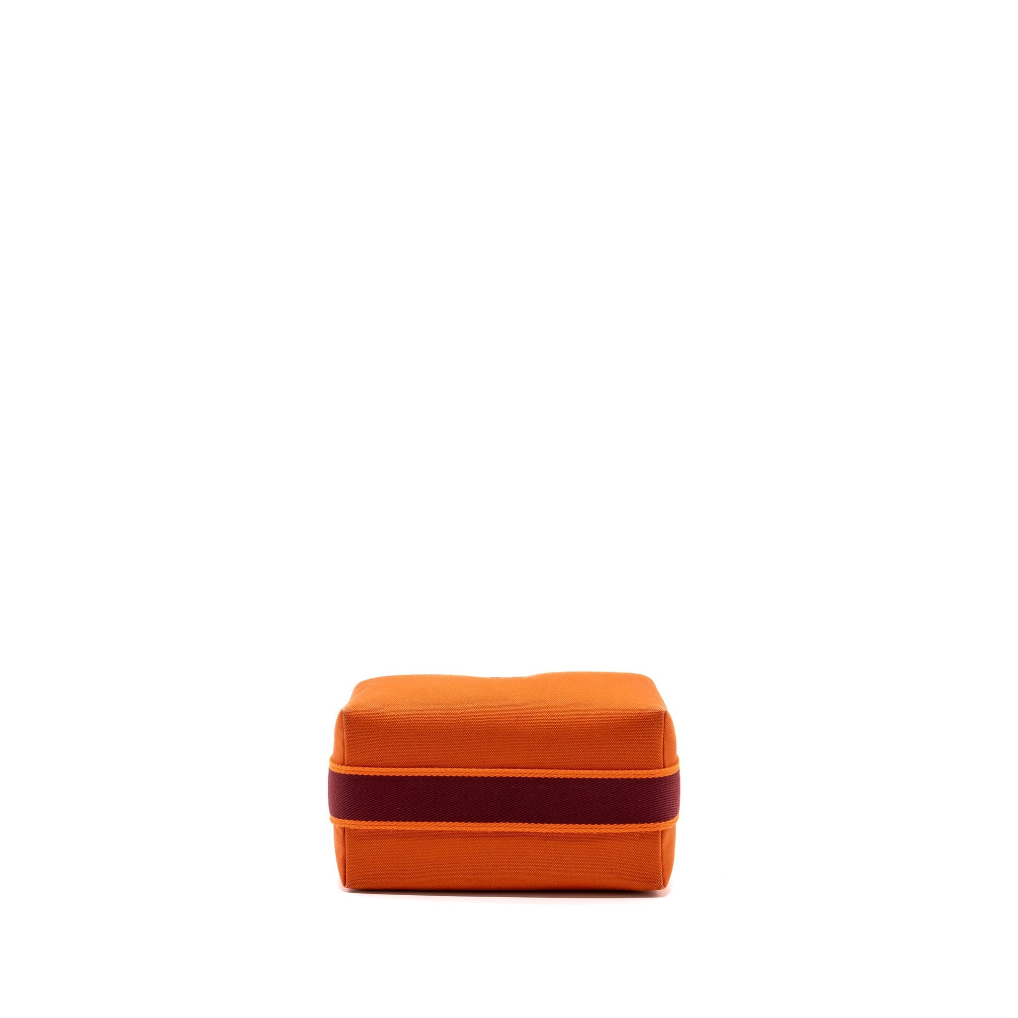 HERMES TROUSSE DE TOILETTE BRIDE A BRAC PM TRAVEL POUCH CANVAS ORANGE FEU SHW