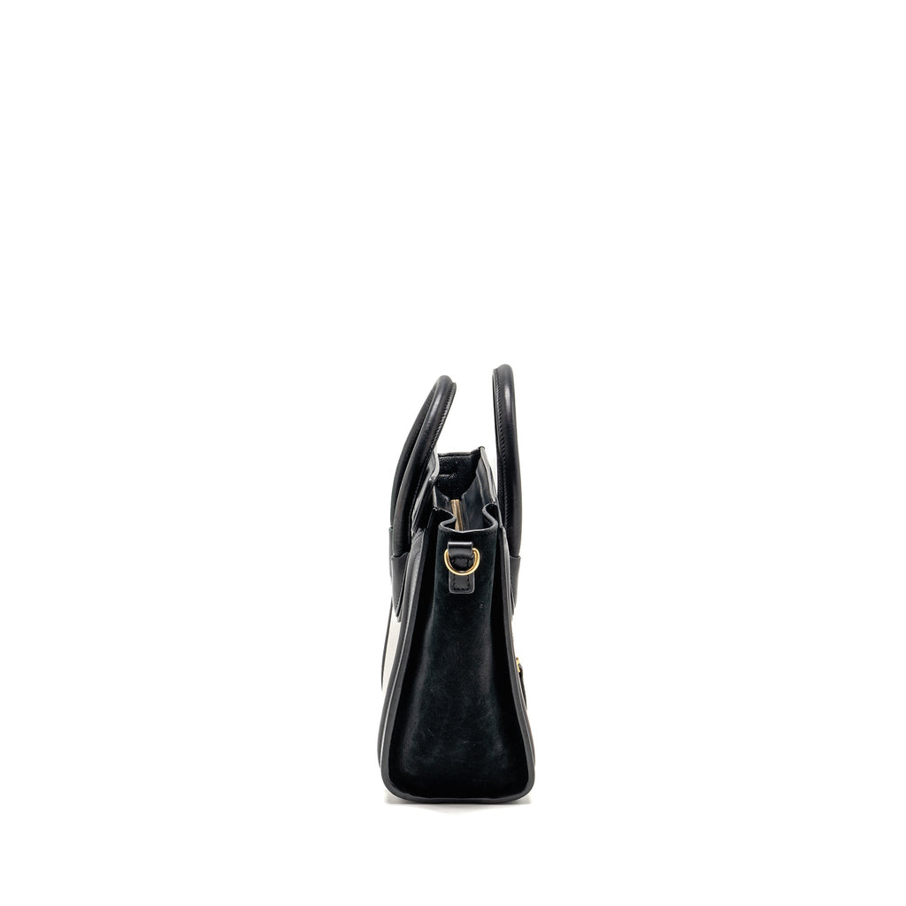 CELINE NANO LUGGAGE BAG CALFSKIN BLACK / WHITE GHW