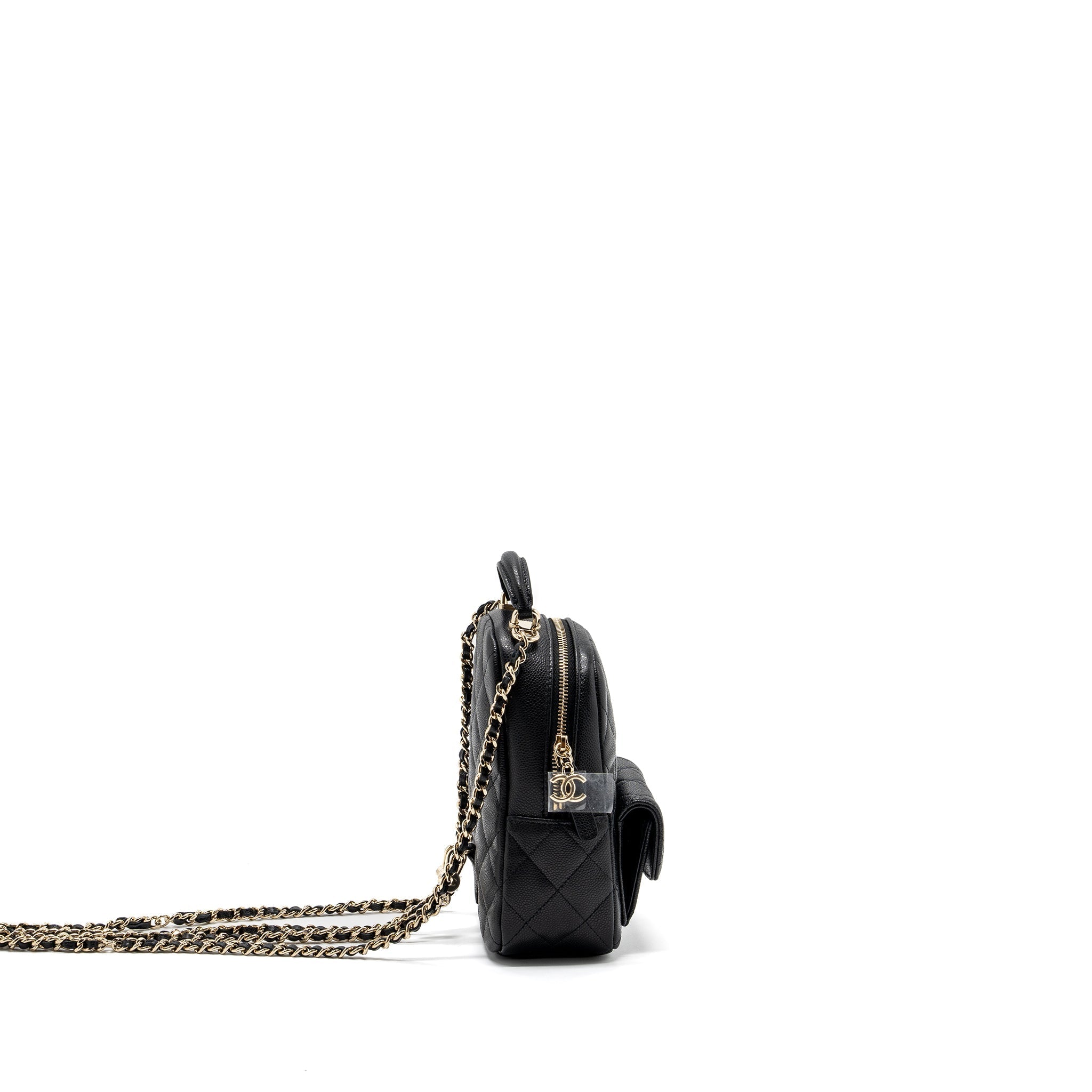 CHANEL 24C MINI BACKPACK / CROSSBODY BAG CAVIAR BLACK LGHW (MICROCHIP)