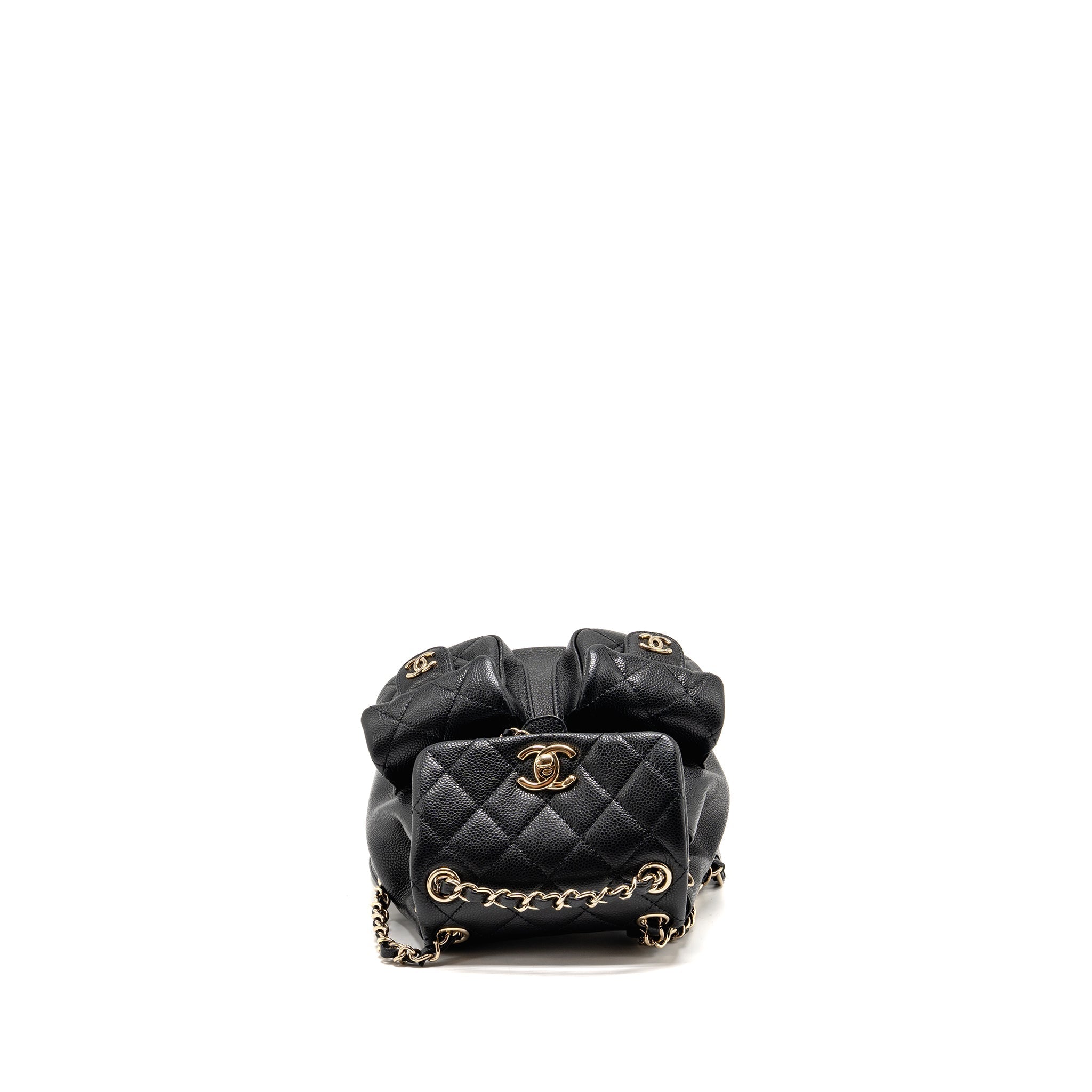 CHANEL 23P MINI TRIPLE PACK BACKPACK CAVIAR BLACK LGHW (MICROCHIP)