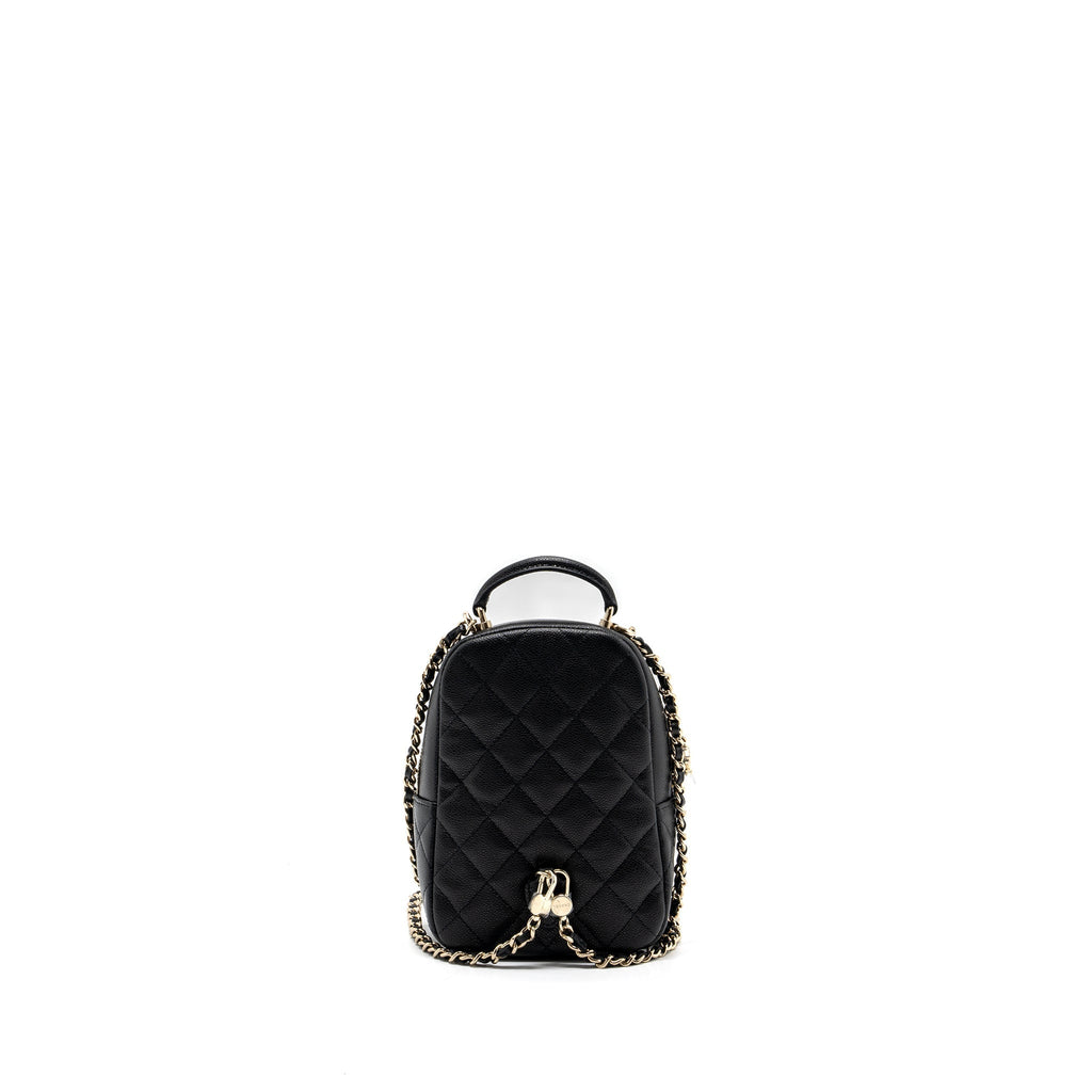CHANEL 24C MINI BACKPACK / CROSSBODY BAG CAVIAR BLACK LGHW (MICROCHIP)