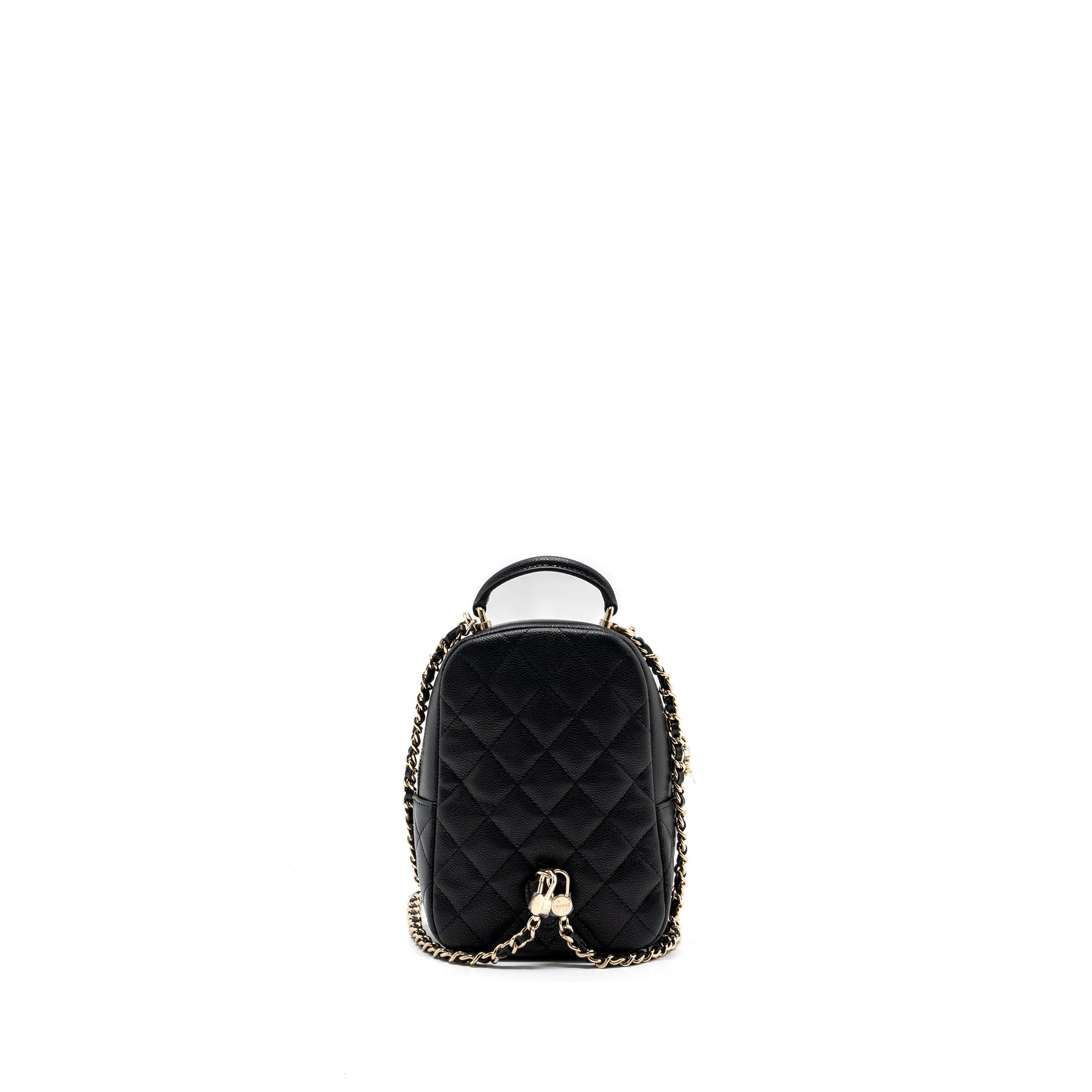 CHANEL 24C MINI BACKPACK / CROSSBODY BAG CAVIAR BLACK LGHW (MICROCHIP)