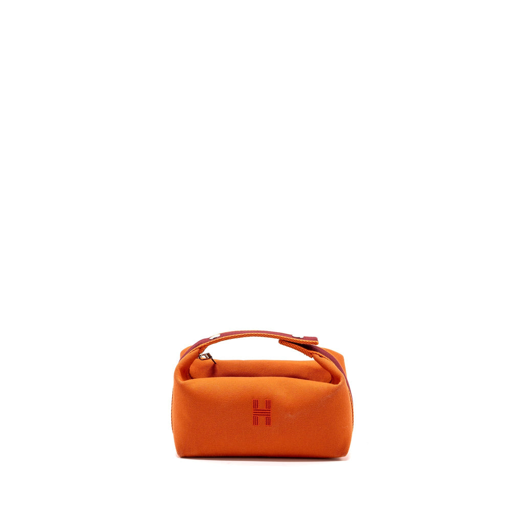 HERMES TROUSSE DE TOILETTE BRIDE A BRAC PM TRAVEL POUCH CANVAS ORANGE FEU SHW