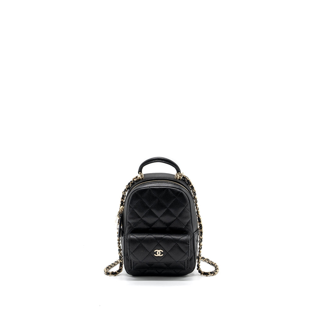 CHANEL 24C MINI BACKPACK / CROSSBODY BAG CAVIAR BLACK LGHW (MICROCHIP)