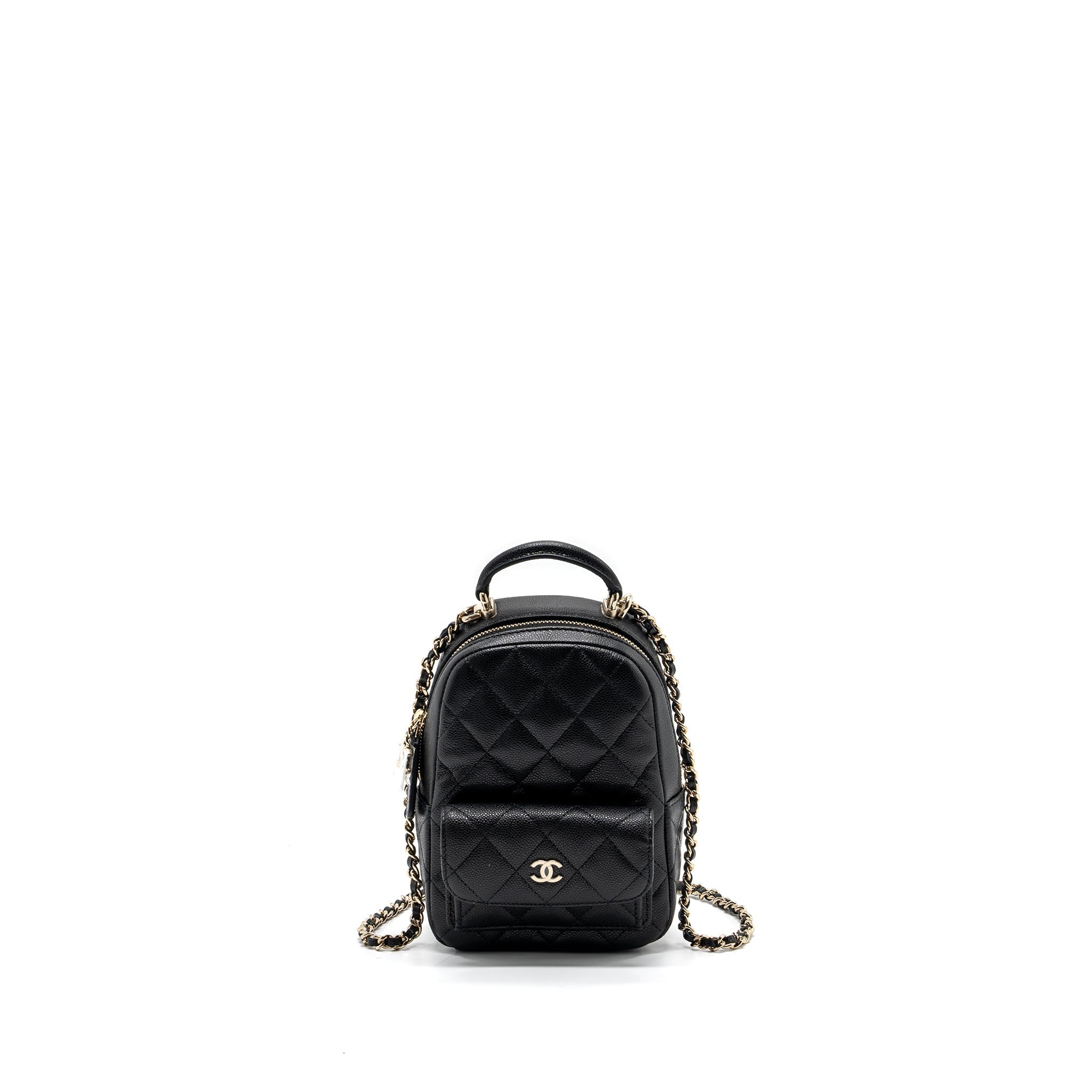 CHANEL 24C MINI BACKPACK / CROSSBODY BAG CAVIAR BLACK LGHW (MICROCHIP)