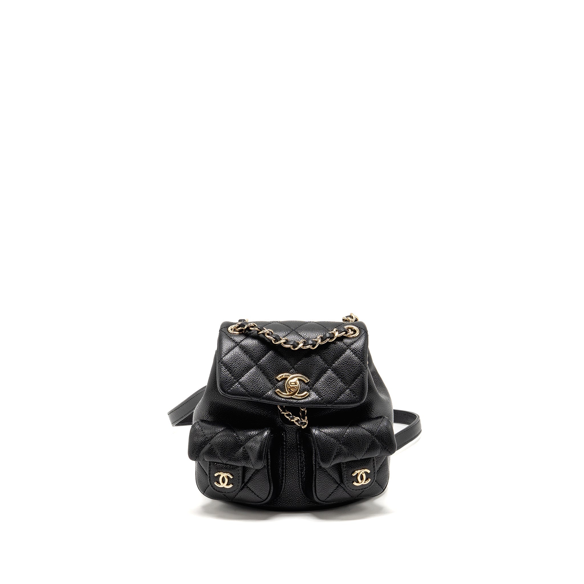 CHANEL 23P MINI TRIPLE PACK BACKPACK CAVIAR BLACK LGHW (MICROCHIP)