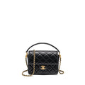 CHANEL 24K TOP HANDLE MESSENGER BAG WITH REMOVABLE CHAIN CAVIAR BLACK GHW(MICROCHIP)