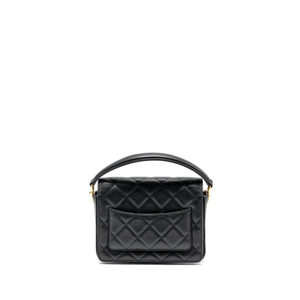 CHANEL 24K TOP HANDLE MESSENGER BAG WITH REMOVABLE CHAIN CAVIAR BLACK GHW(MICROCHIP)