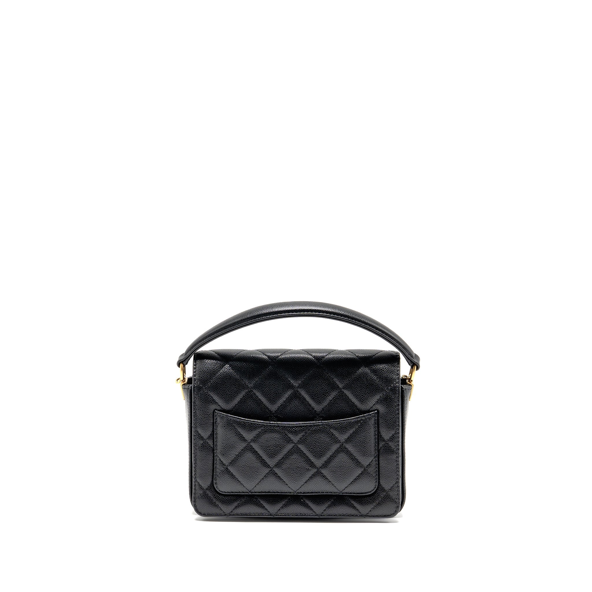 CHANEL 24K TOP HANDLE MESSENGER BAG WITH REMOVABLE CHAIN CAVIAR BLACK GHW(MICROCHIP)
