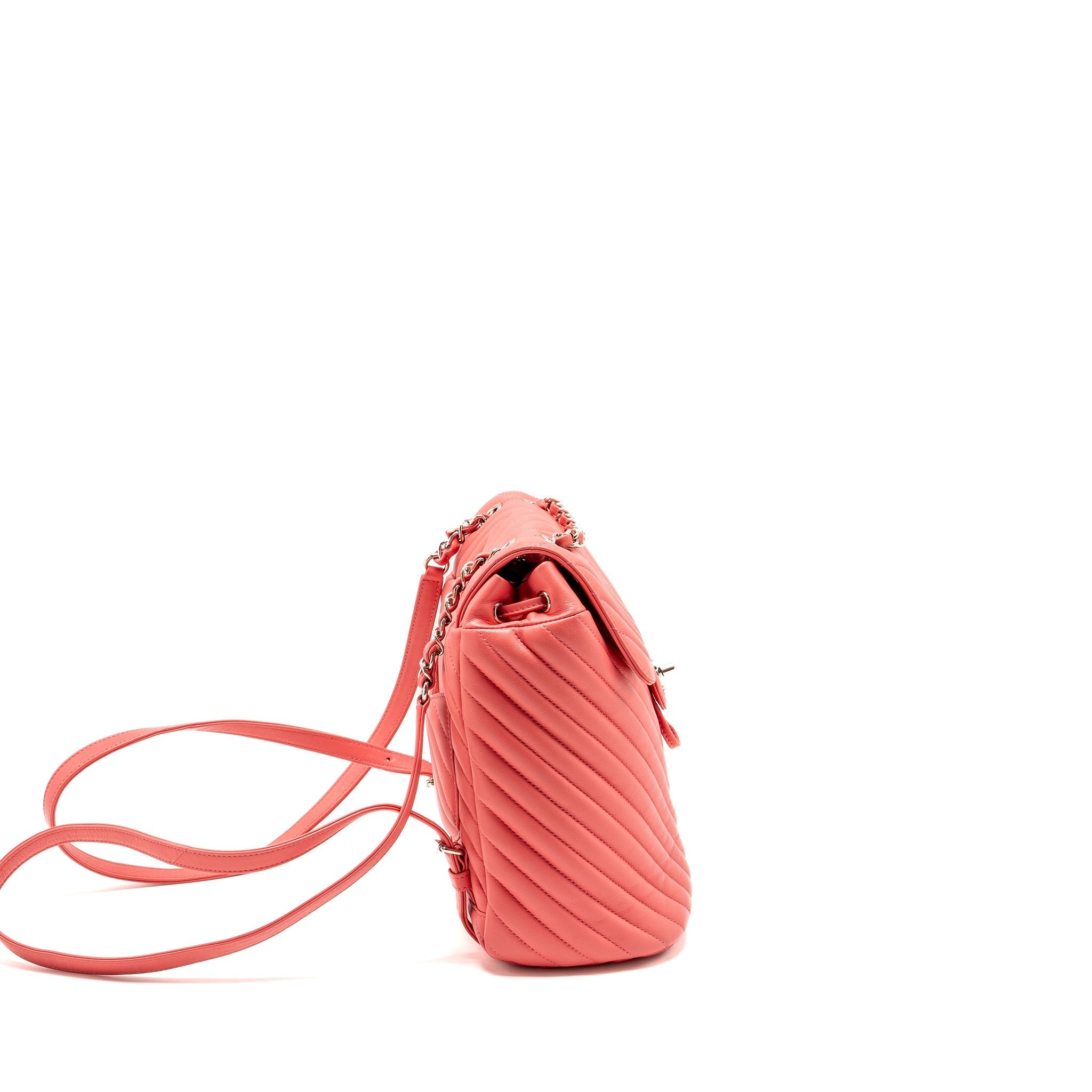 CHANEL SMALL URBAN SPIRIT BACKPACK CHEVRON CALFSKIN PINK SHW