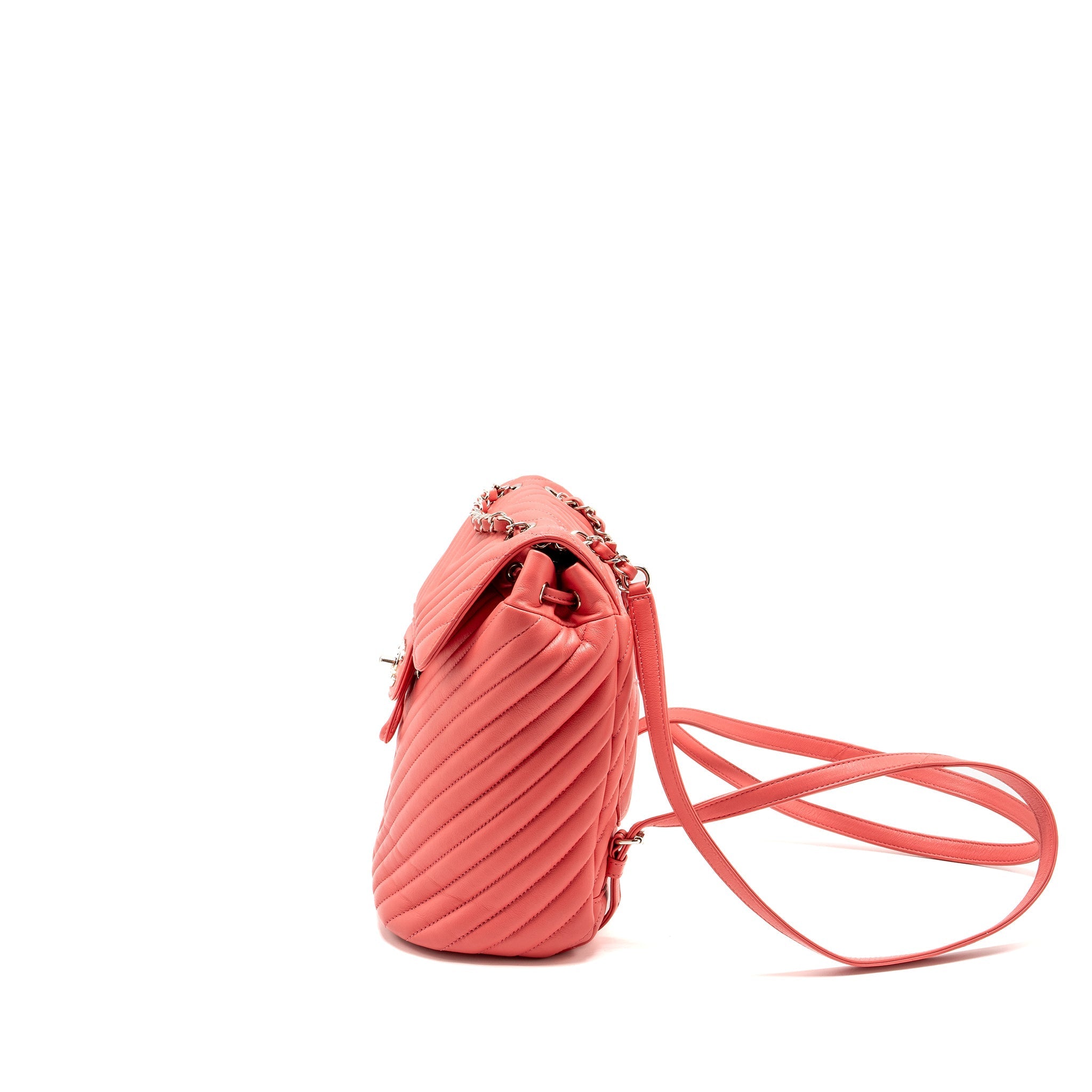 CHANEL SMALL URBAN SPIRIT BACKPACK CHEVRON CALFSKIN PINK SHW