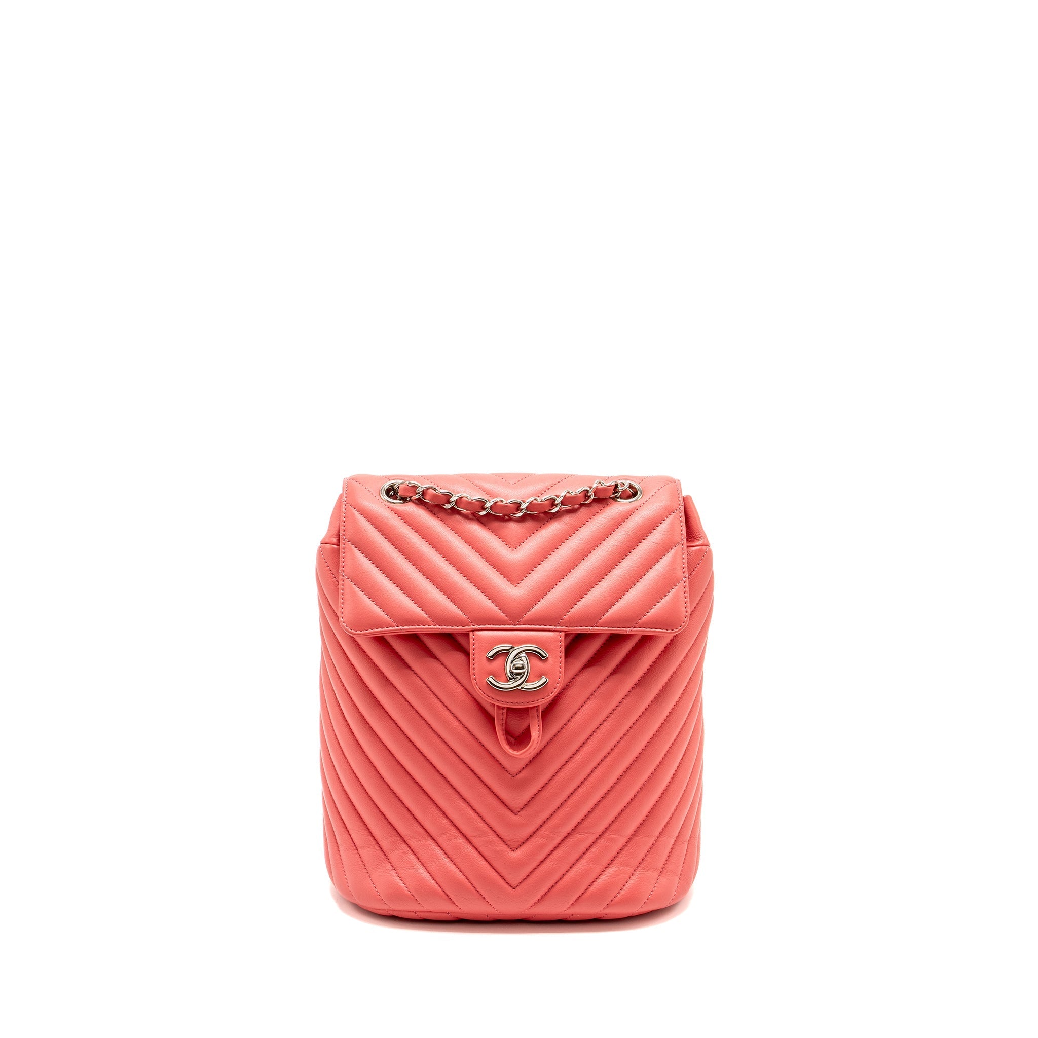 CHANEL SMALL URBAN SPIRIT BACKPACK CHEVRON CALFSKIN PINK SHW