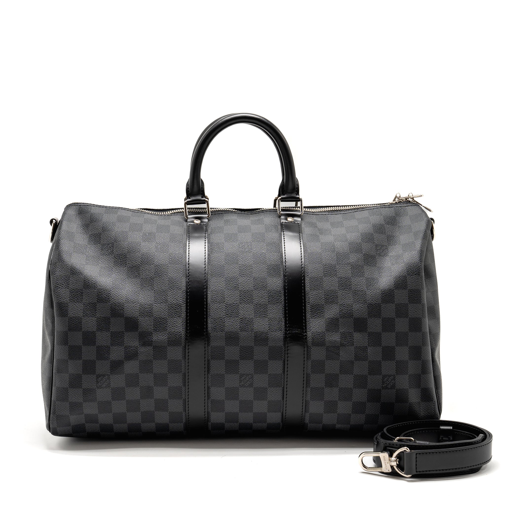 LOUIS VUITTON KEEPALL BANDOULIERE 45 DAMIER GRAPHITE CANVAS BLACK SHW