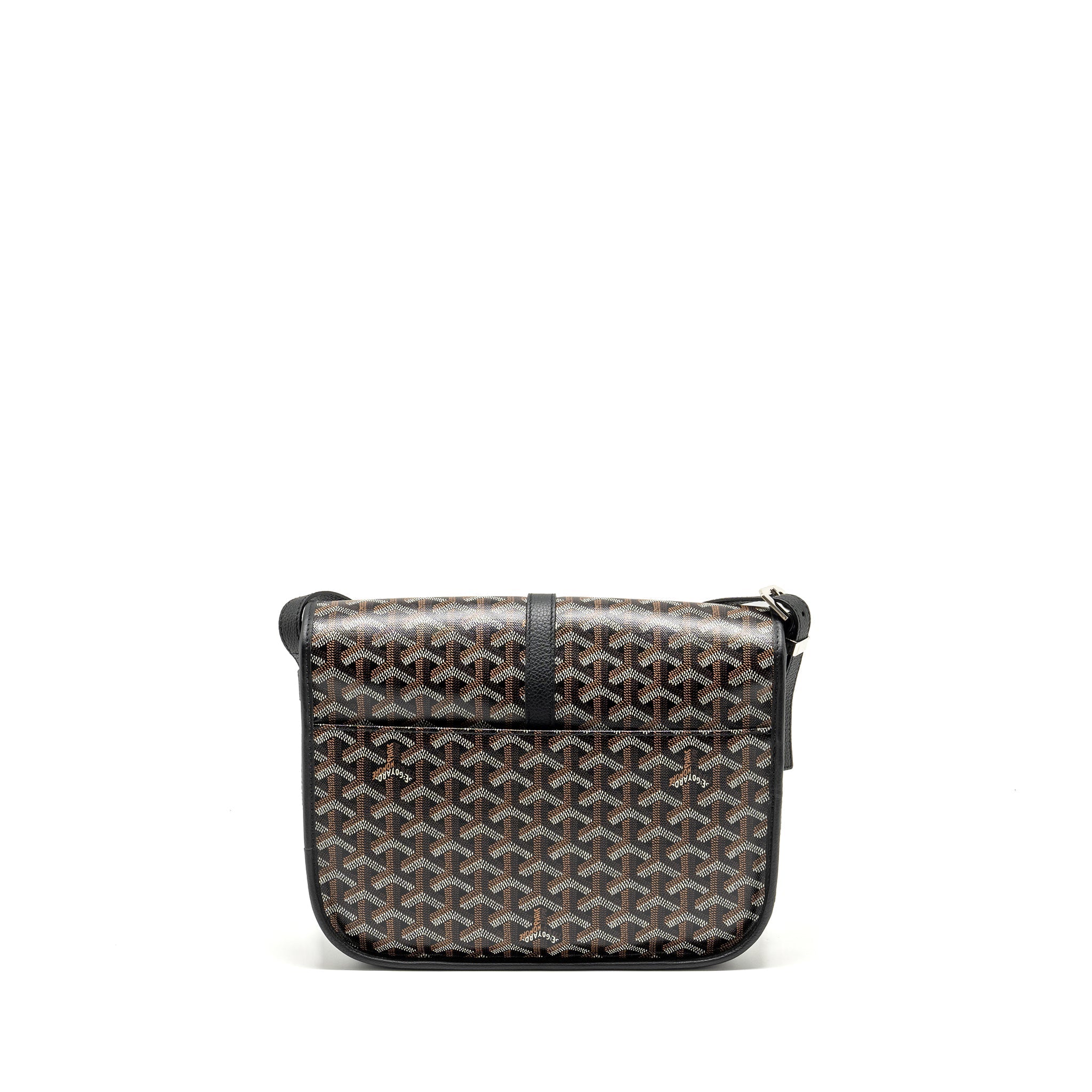 GOYARD BELVEDERE MM MESSENGER BAG GOYARDINE CANVAS/CALFSKIN BLACK SHW