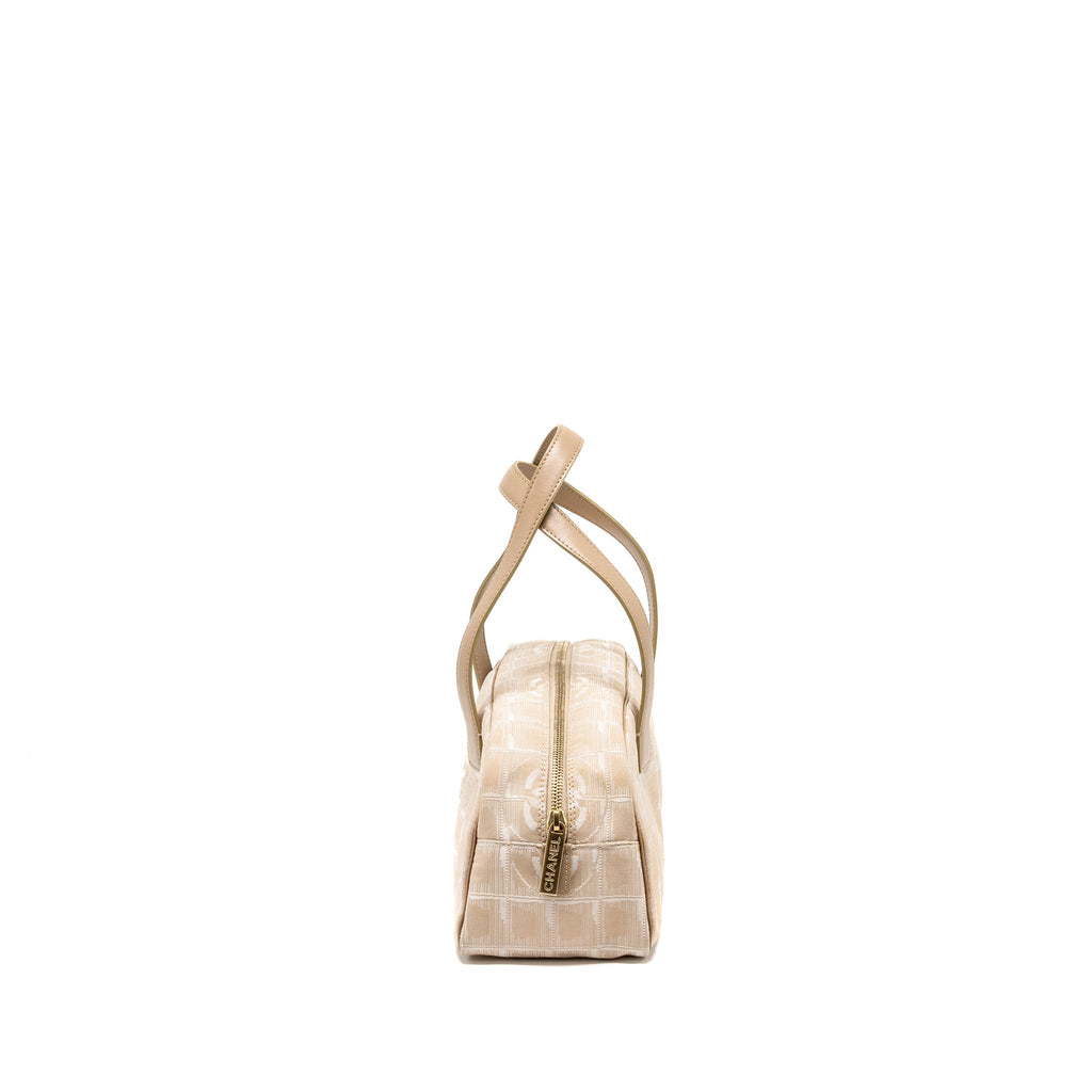 CHANEL VINTAGE TRAVEL LINE BOWLER BAG CANVAS/LEATHER BEIGE GHW