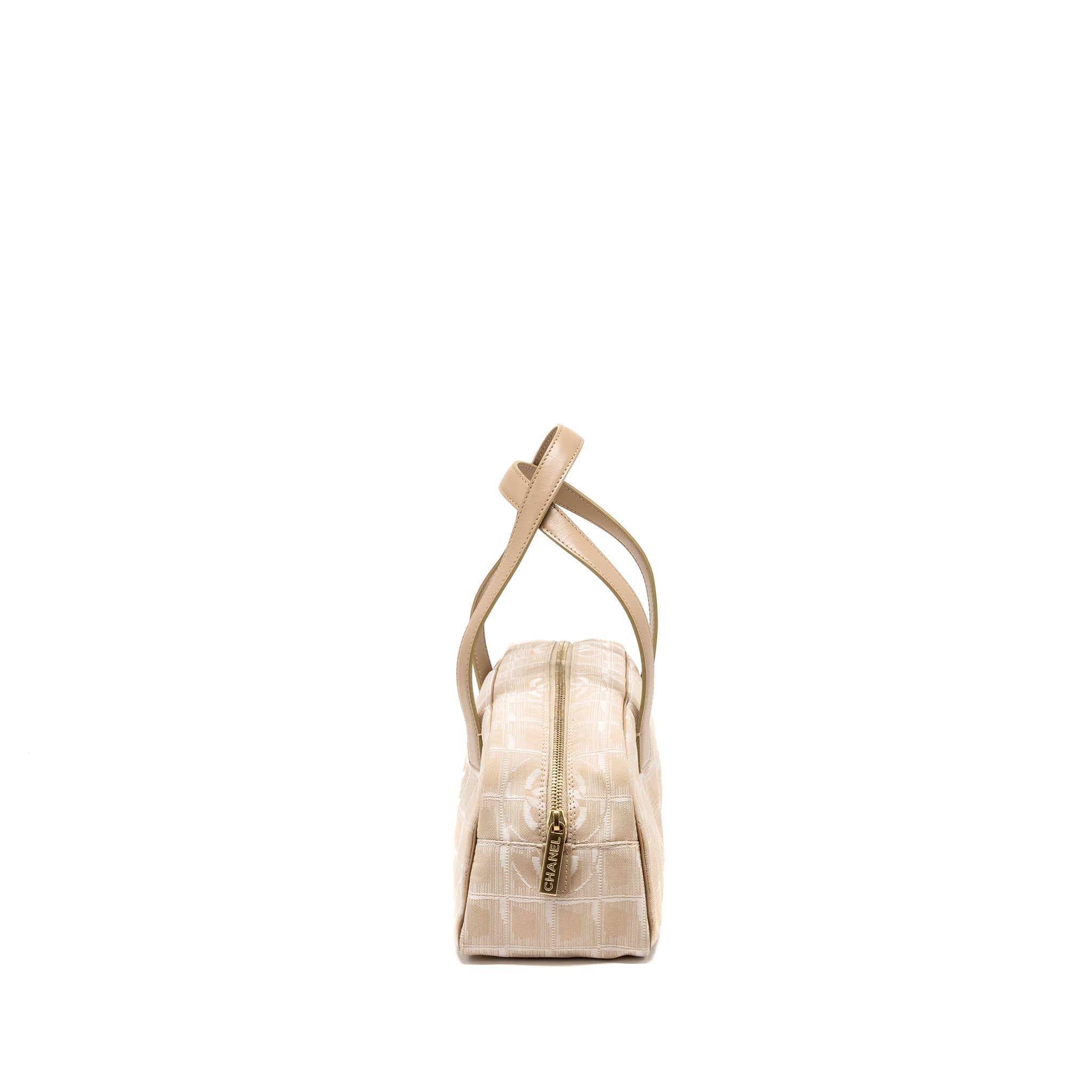CHANEL VINTAGE TRAVEL LINE BOWLER BAG CANVAS/LEATHER BEIGE GHW