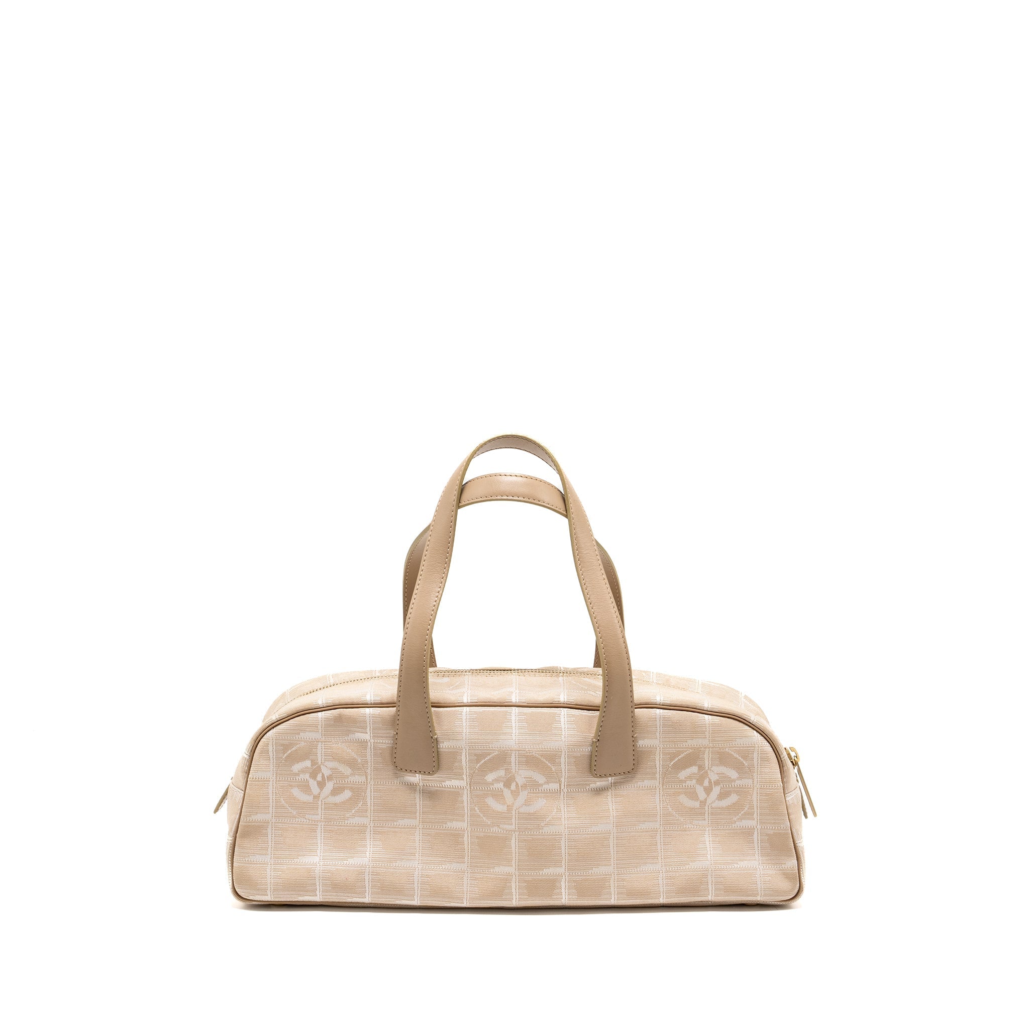 CHANEL VINTAGE TRAVEL LINE BOWLER BAG CANVAS/LEATHER BEIGE GHW