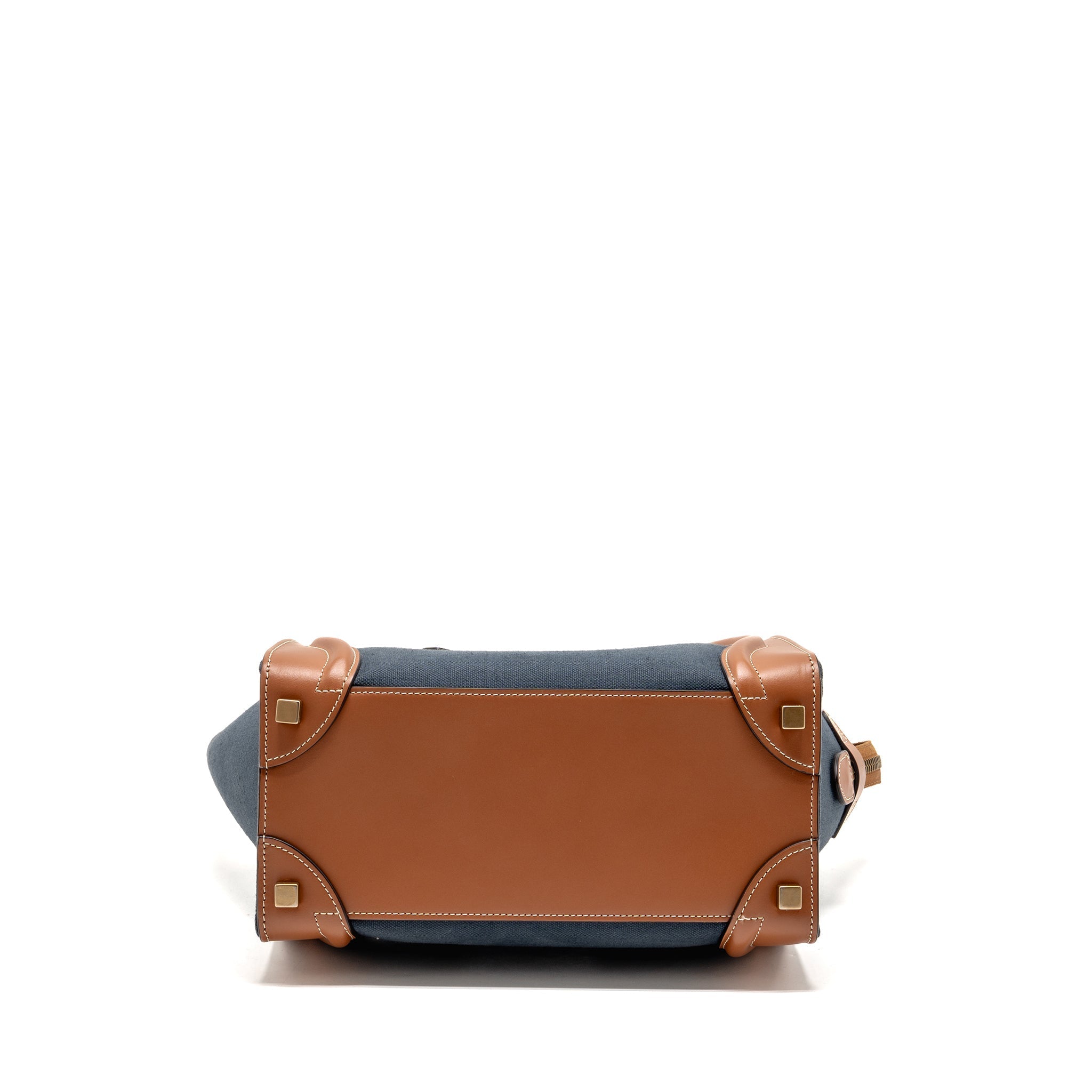 CELINE MICRO LUGGAGE BAG CALFSKIN/DENIM NAVY/TAN GHW